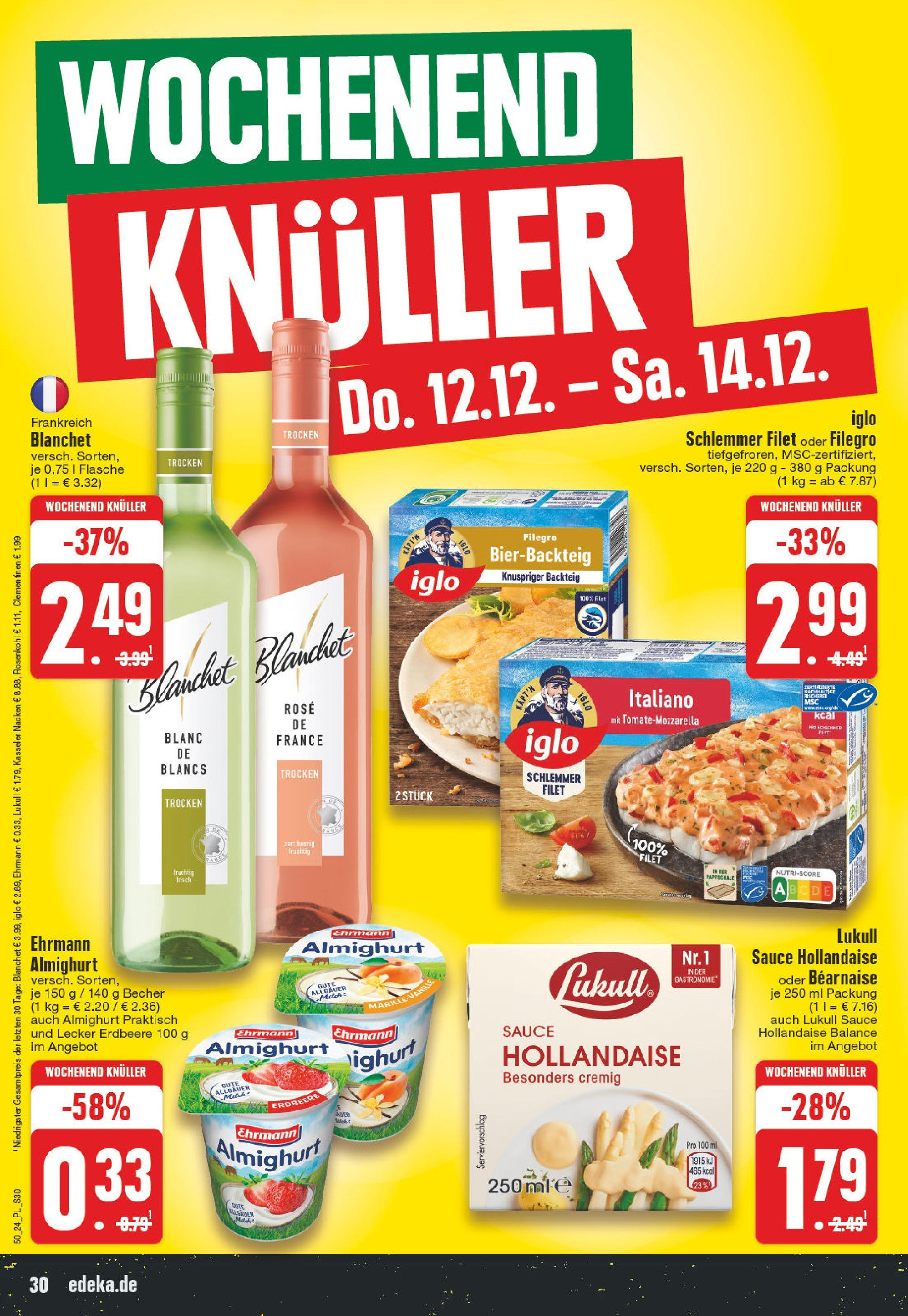 Edeka - EDEKA: Wochenangebote (ab 08.12.2024) » Angebote Online | Seite: 30 | Produkte: Ehrmann almighurt, Iglo, Kasseler nacken