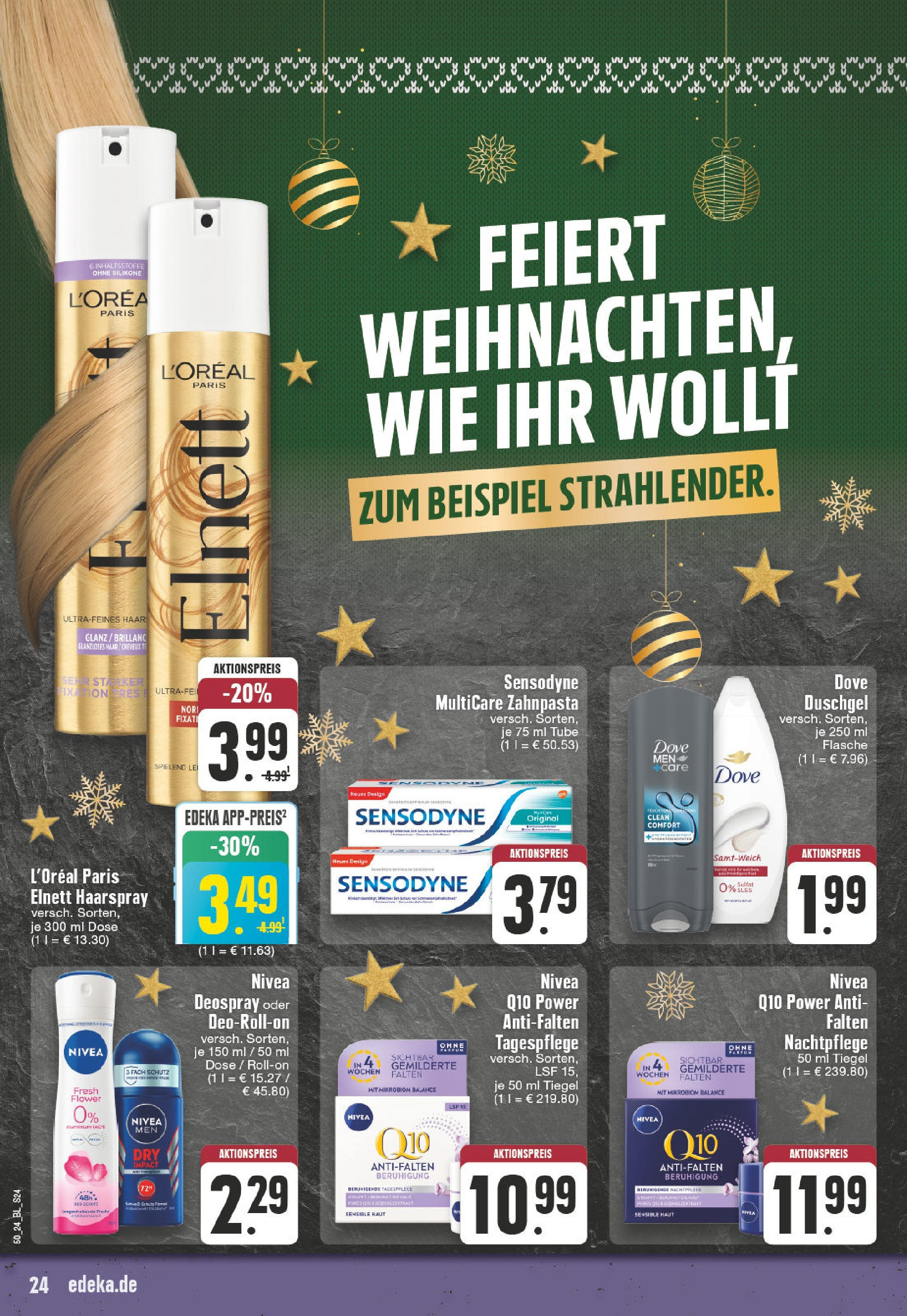 Edeka - EDEKA: Wochenangebote (ab 08.12.2024) » Angebote Online | Seite: 24 | Produkte: Haarspray, Duschgel, Zahnpasta, Deospray