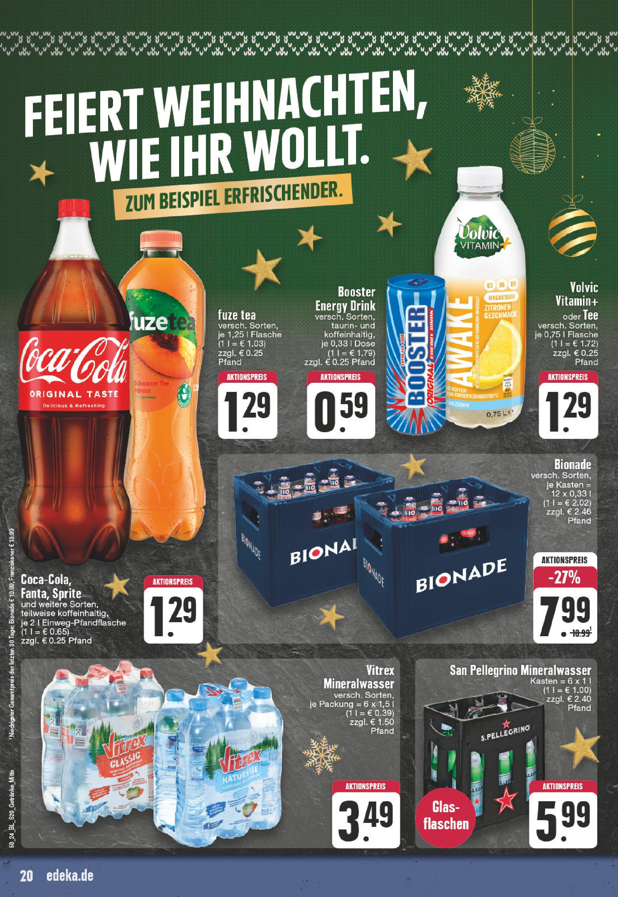 Edeka - Wesel-Lackhausen, Julius-Leber-Straße 1  (ab 09.12.2024) » Angebote Online | Seite: 20 | Produkte: Fuze tea, Sprite, Zucker, Tee