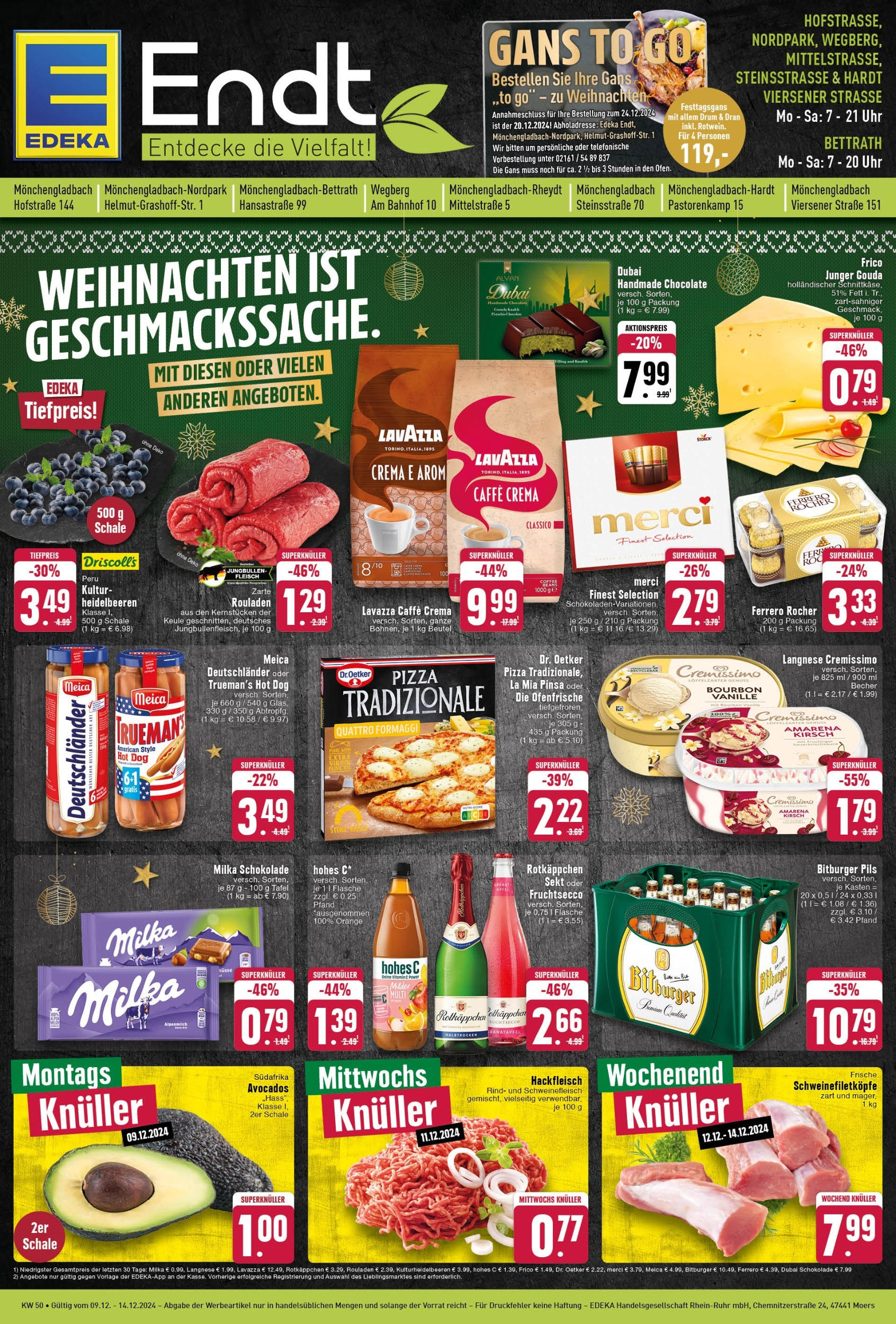 Edeka - EDEKA: Wochenangebote (ab 08.12.2024) » Angebote Online | Seite: 1 | Produkte: Langnese, Langnese cremissimo, Schweinefleisch, Nüsse