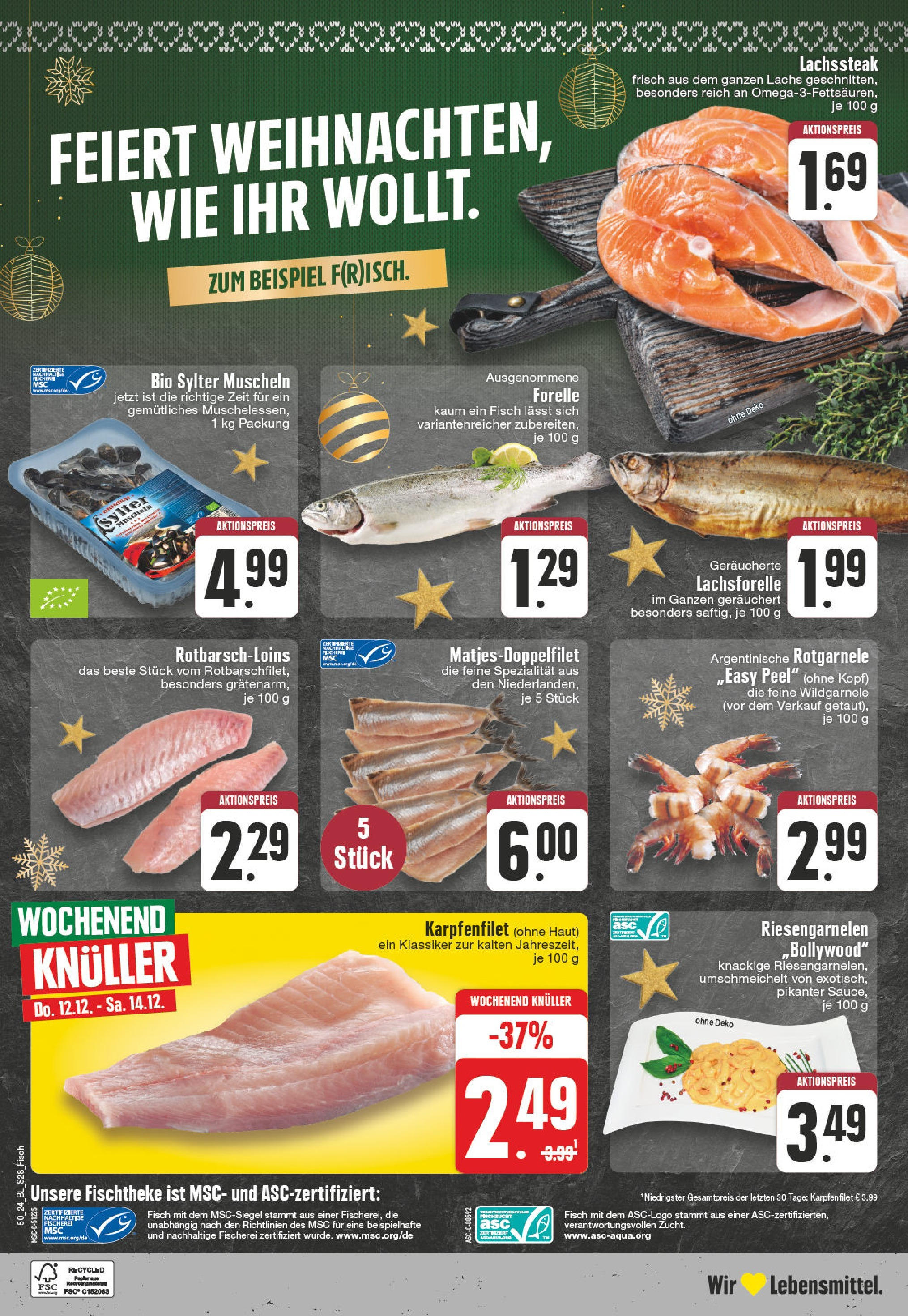 Edeka - EDEKA: Wochenangebote (ab 08.12.2024) » Angebote Online | Seite: 28 | Produkte: Fisch, Lachs