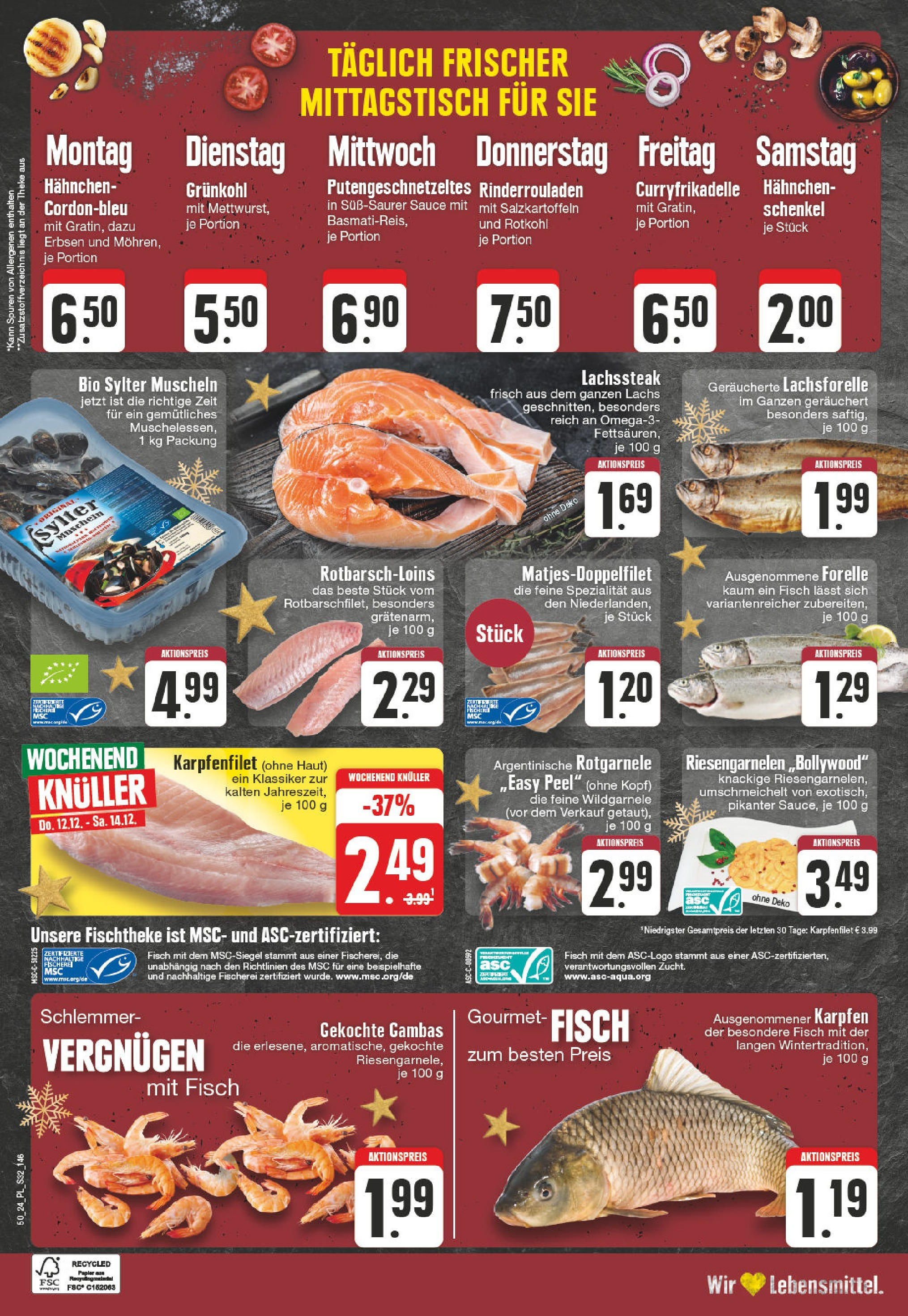 Edeka - EDEKA: Wochenangebote (ab 08.12.2024) » Angebote Online | Seite: 32 | Produkte: Hahnchen, Theke, Fisch, Lachs