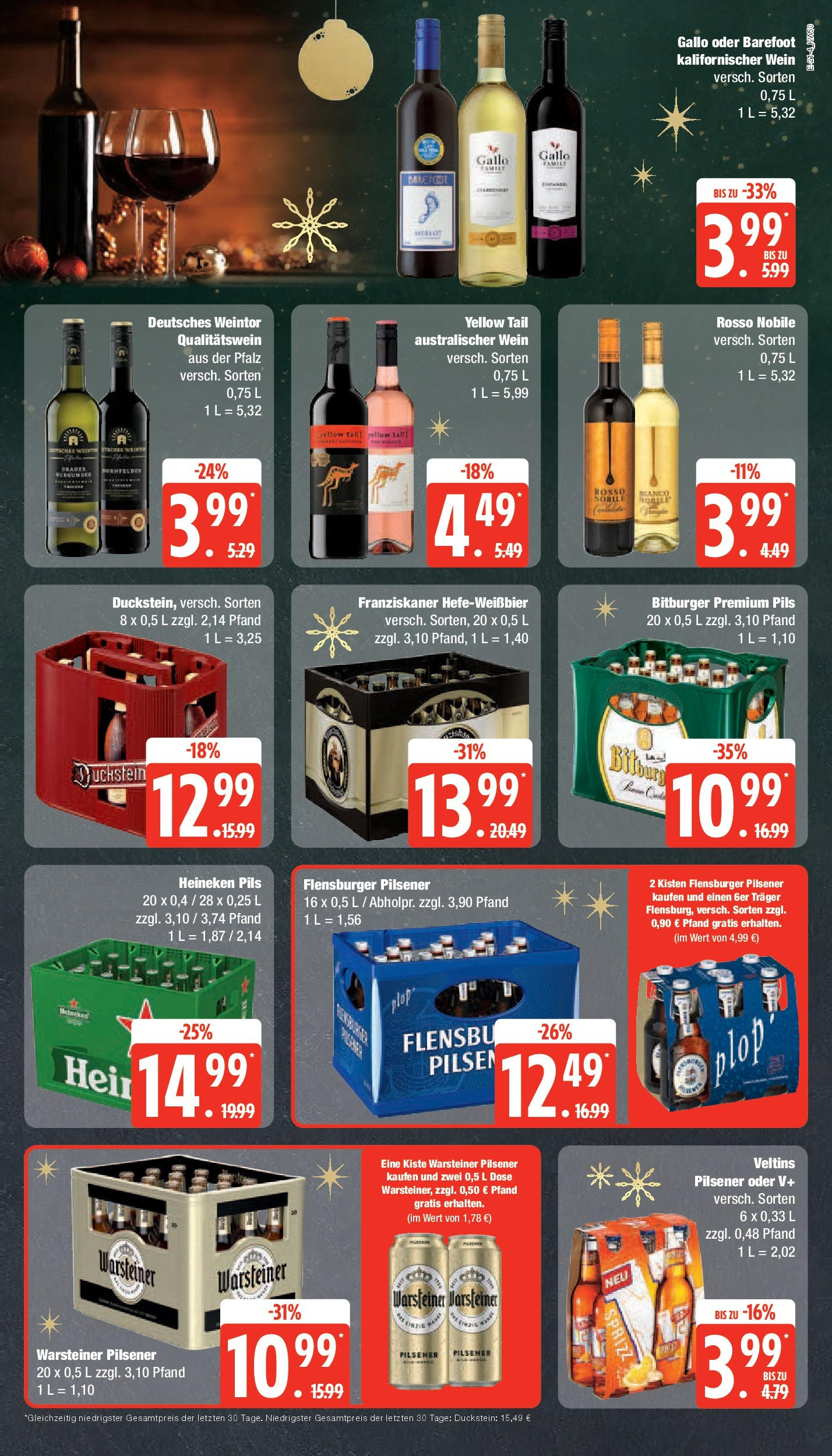 Edeka - Rostock, Hermannstraße 30 (ab 09.12.2024) » Angebote Online | Seite: 21 | Produkte: Bitburger, Franziskaner, Flensburger, Veltins