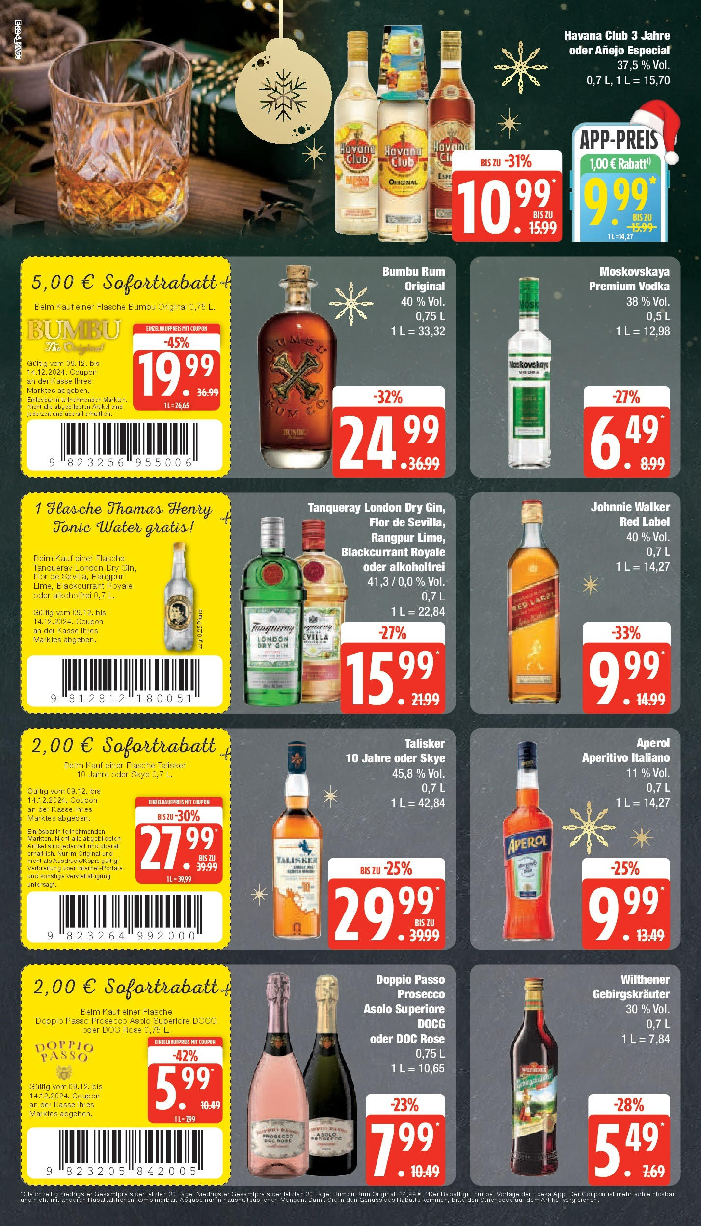 Edeka - Rostock, Hermannstraße 30 (ab 09.12.2024) » Angebote Online | Seite: 22 | Produkte: Wilthener, Rum, Aperol, Gin