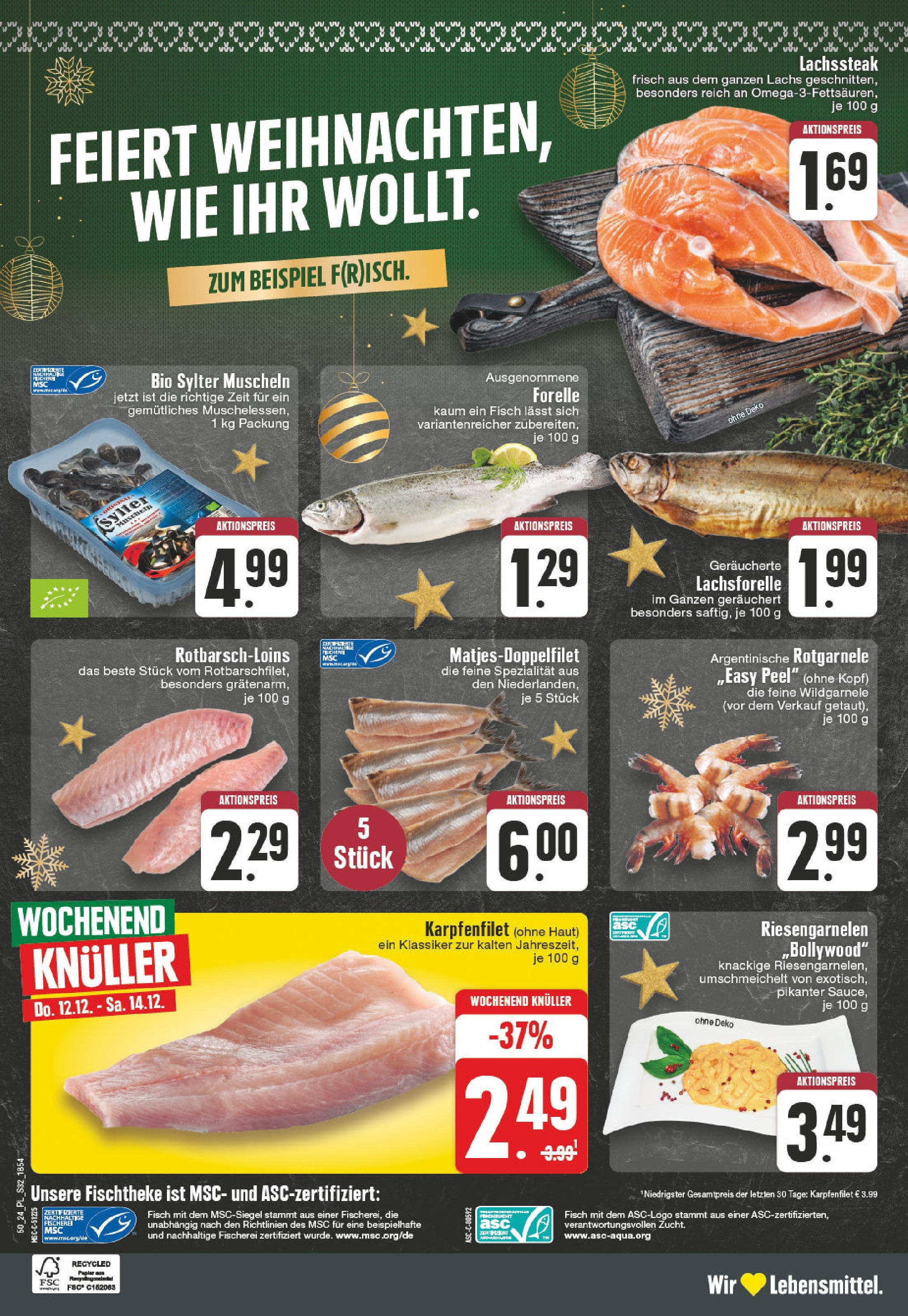 Edeka - E center: Wochenangebote (ab 08.12.2024) » Angebote Online | Seite: 32 | Produkte: Fisch, Lachs