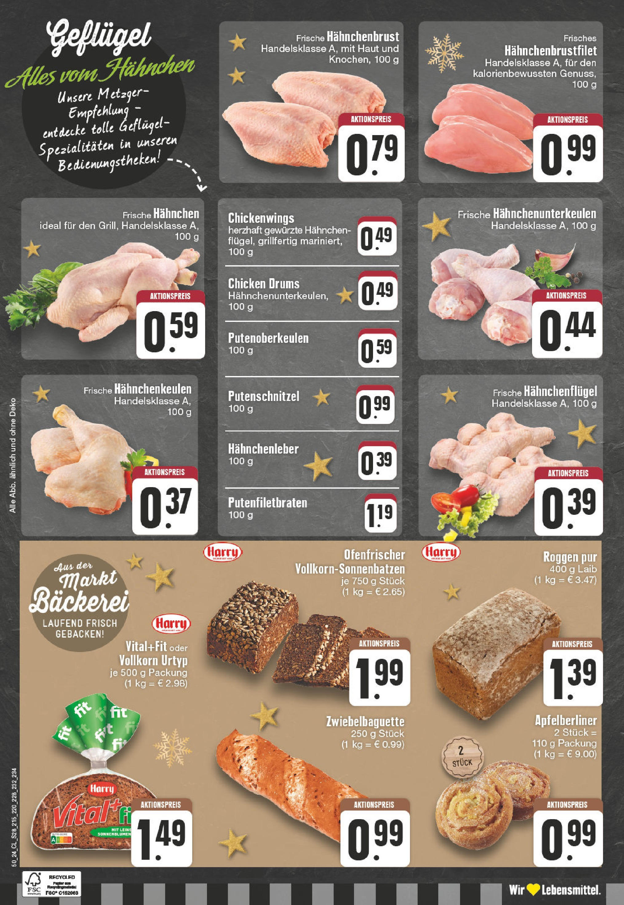 Edeka - E center: Wochenangebote (ab 08.12.2024) » Angebote Online | Seite: 28 | Produkte: Hahnchen, Bäckerei, Putenschnitzel, Hahnchenbrust