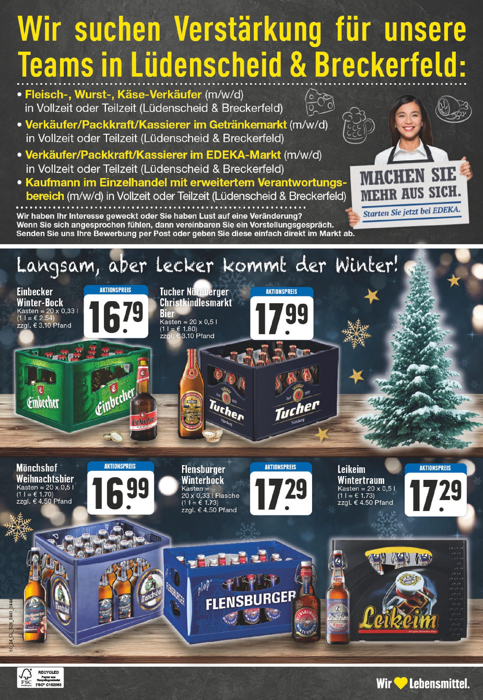 Edeka - EDEKA: Wochenangebote (ab 08.12.2024) » Angebote Online | Seite: 28 | Produkte: Monchshof, Bier, Flensburger