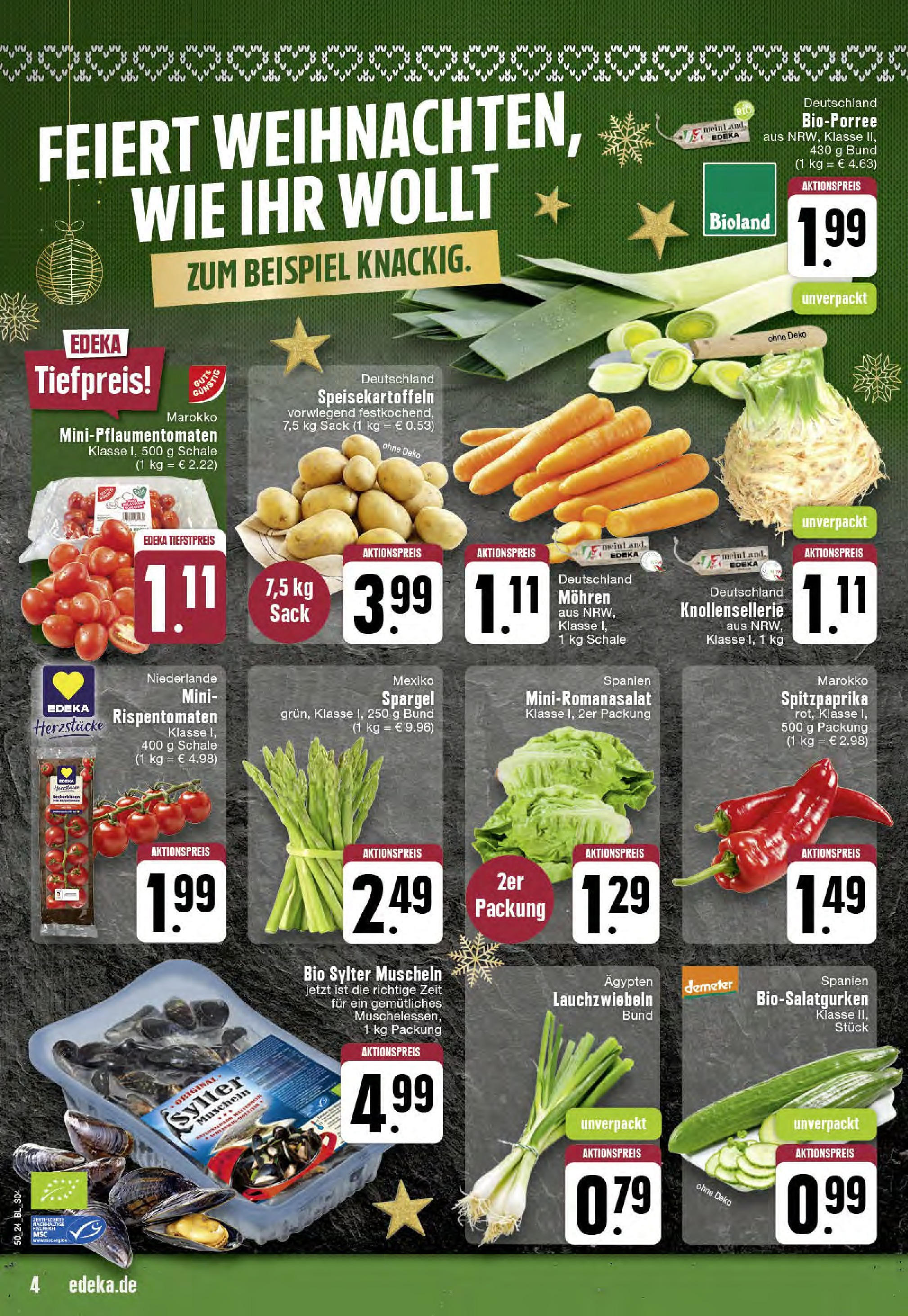 Edeka - EDEKA: Wochenangebote (ab 08.12.2024) » Angebote Online | Seite: 4 | Produkte: Spargel, Mohren