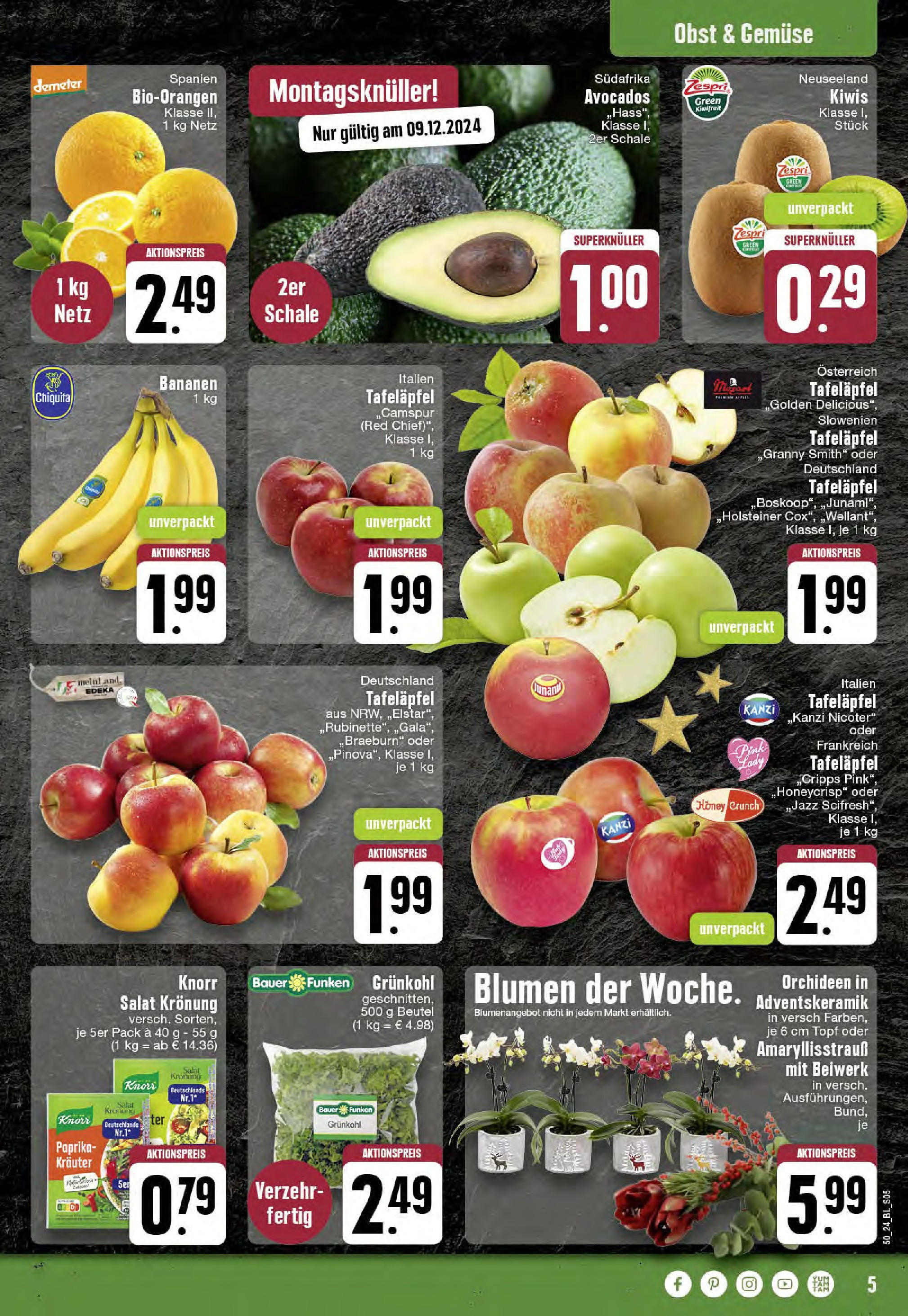 Edeka - EDEKA: Wochenangebote (ab 08.12.2024) » Angebote Online | Seite: 5 | Produkte: Blumen, Bananen, Knorr, Obst