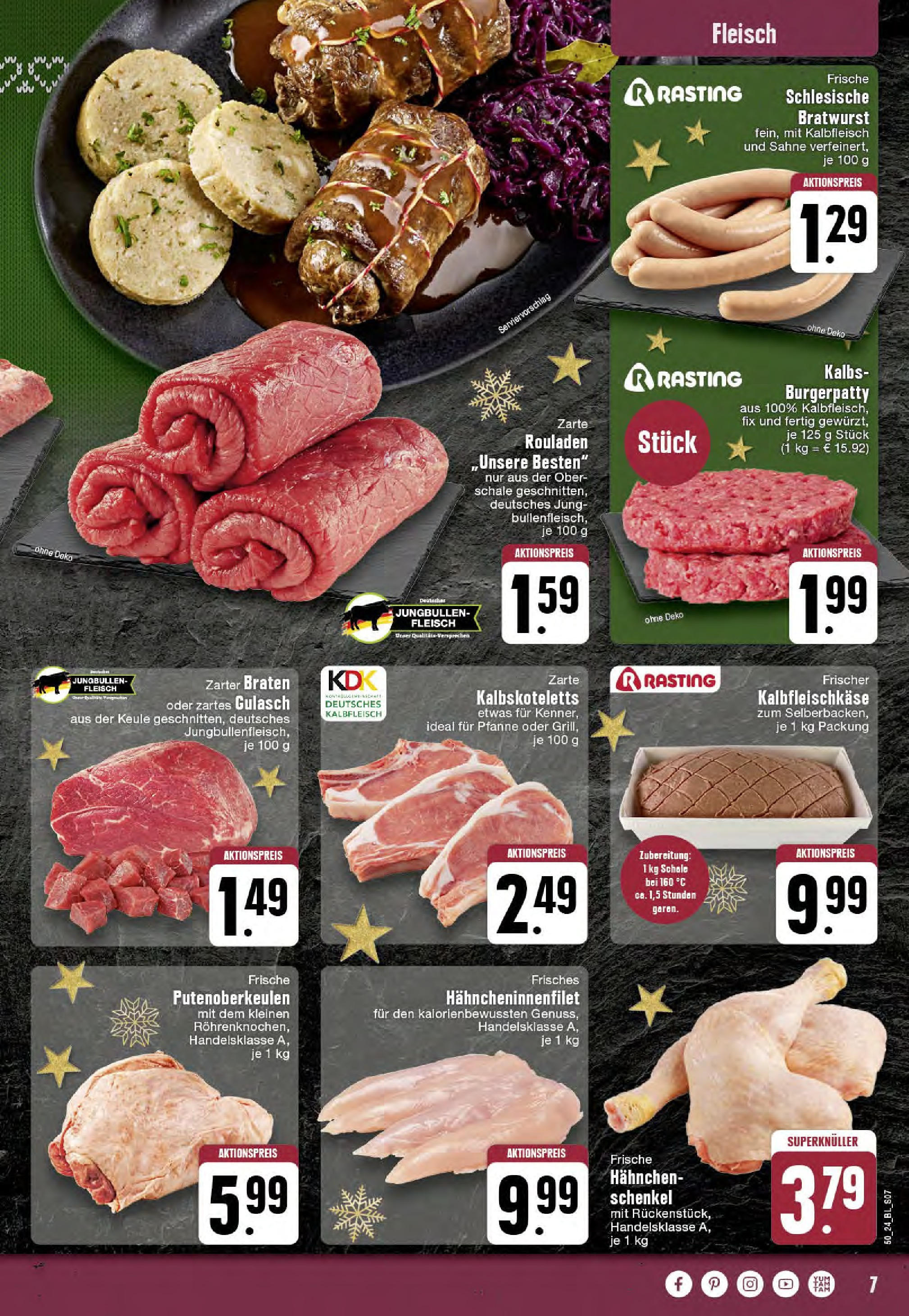 Edeka - EDEKA: Wochenangebote (ab 08.12.2024) » Angebote Online | Seite: 7 | Produkte: Hahnchen, Bratwurst, Gulasch, Sahne