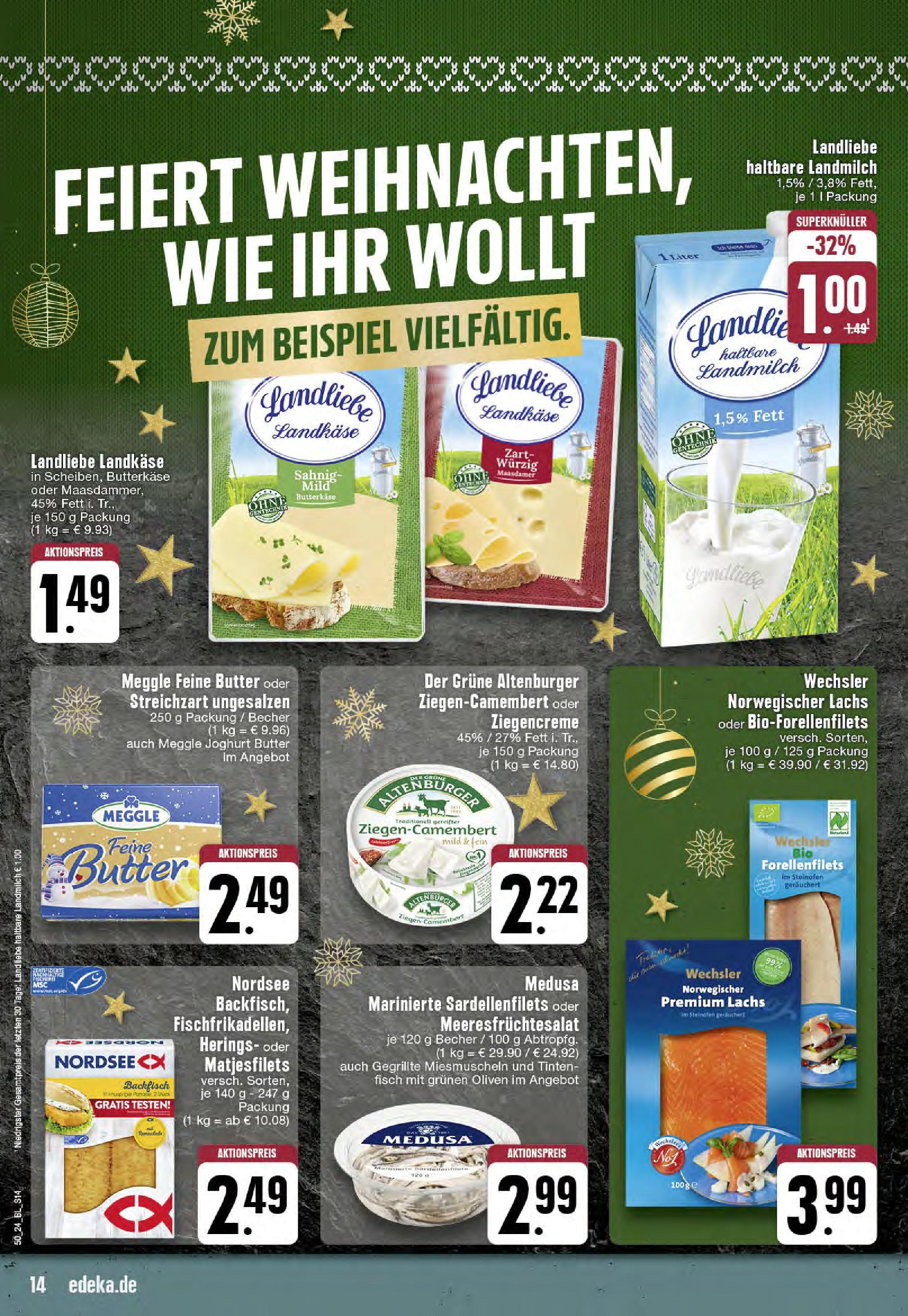 Edeka - EDEKA: Wochenangebote (ab 08.12.2024) » Angebote Online | Seite: 14 | Produkte: Butter, Joghurt, Fisch, Lachs