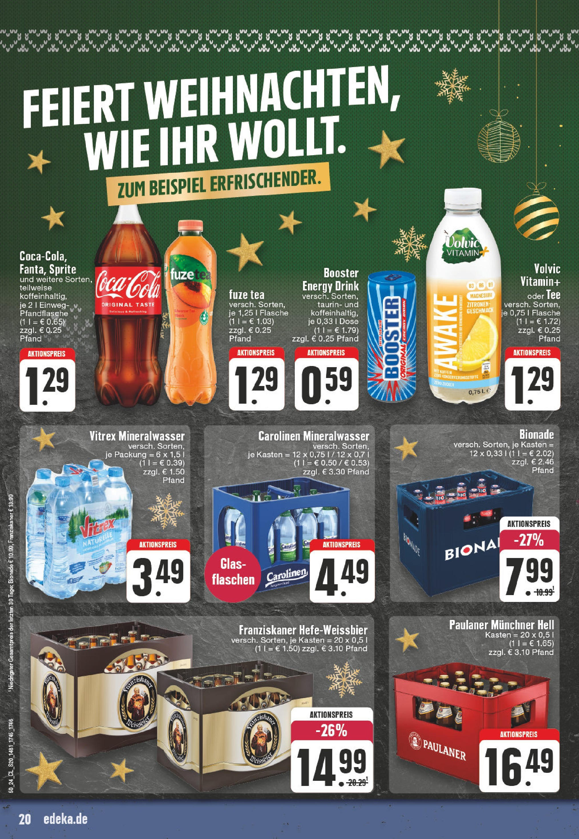 Edeka - EDEKA: Wochenangebote (ab 08.12.2024) » Angebote Online | Seite: 20 | Produkte: Sprite, Bionade, Mineralwasser, Paulaner