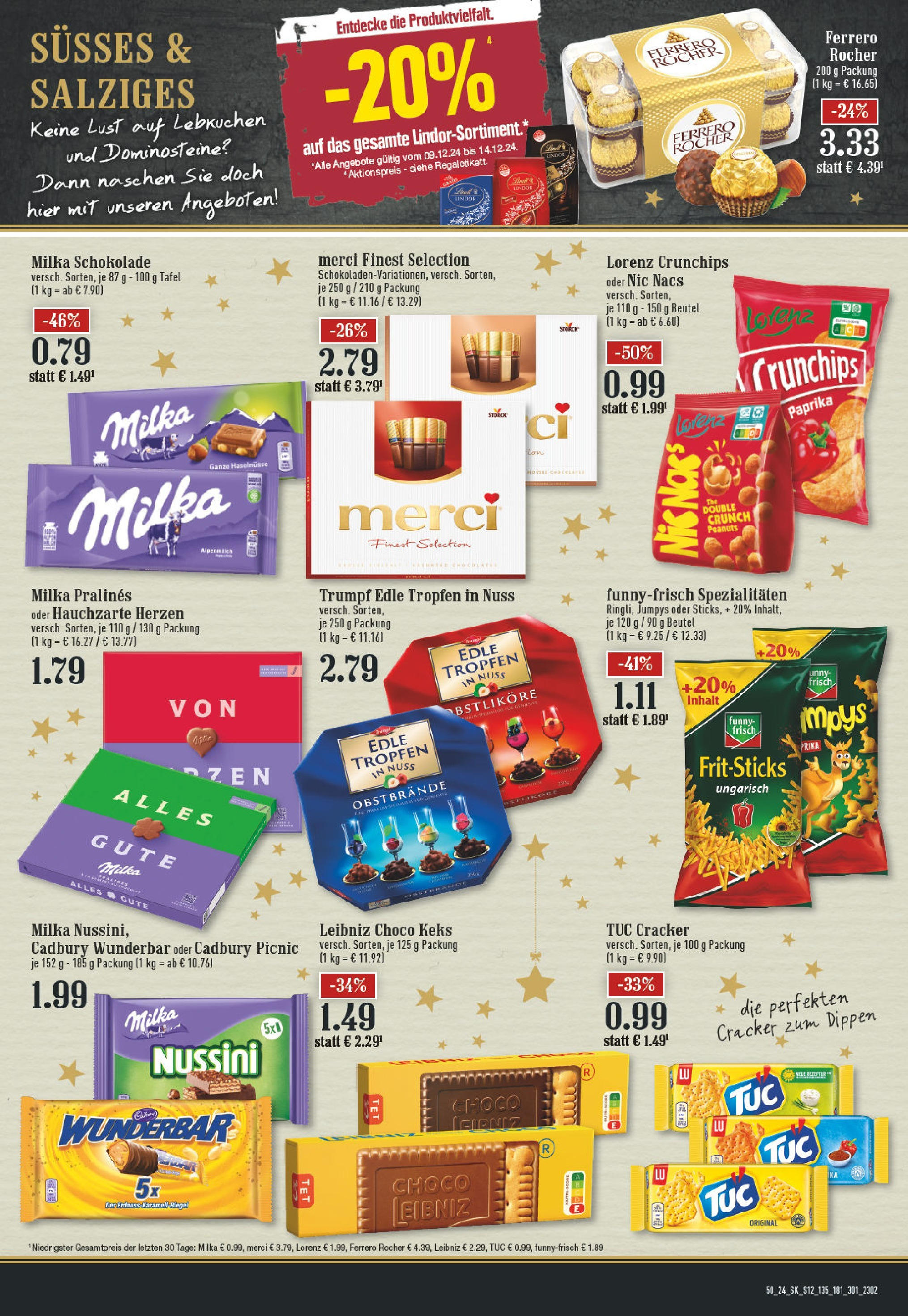 Edeka - EDEKA: Wochenangebote (ab 08.12.2024) » Angebote Online | Seite: 12 | Produkte: Ferrero rocher, Milka schokolade, Milka, Lorenz crunchips