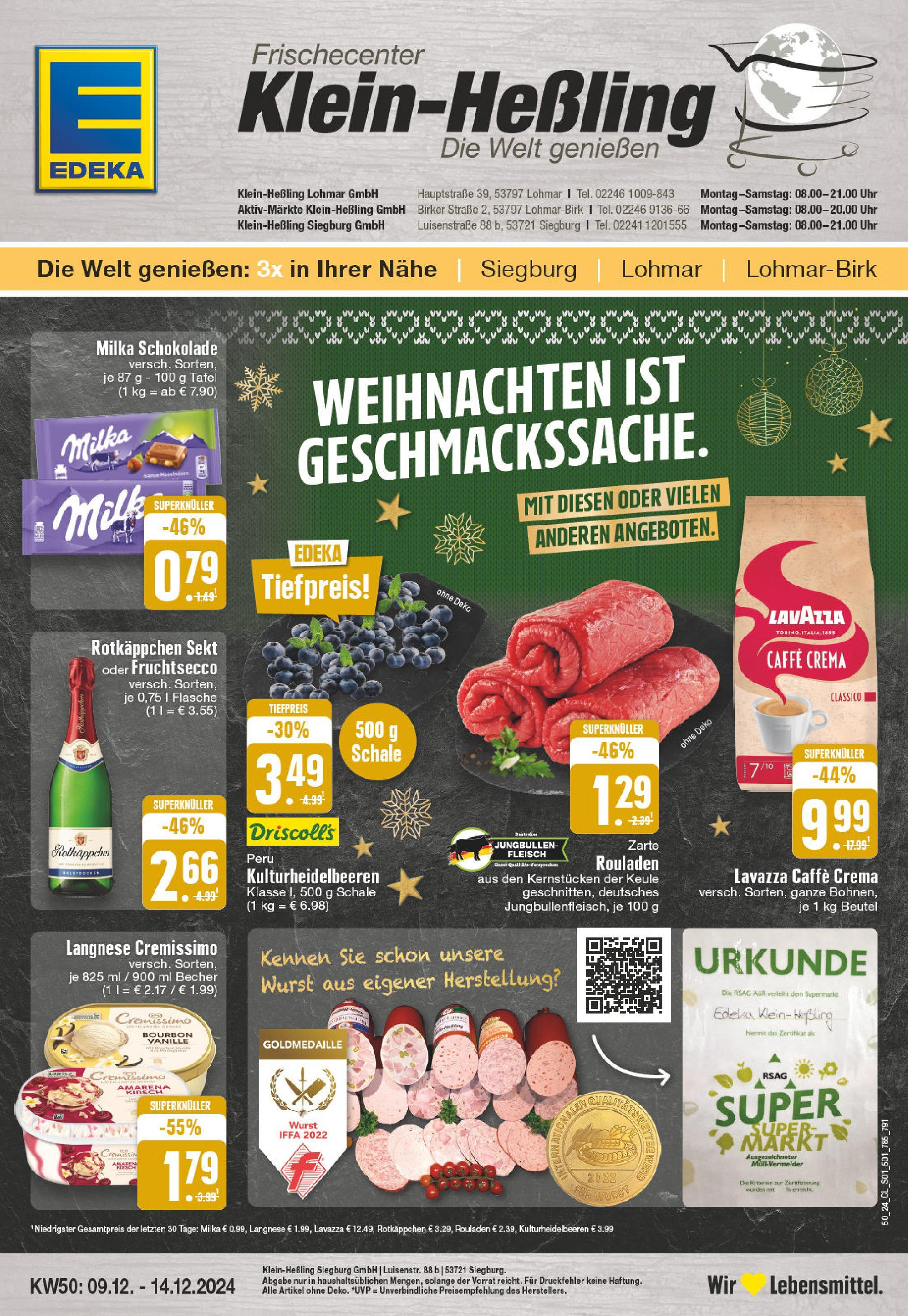 Edeka - EDEKA: Wochenangebote (ab 08.12.2024) » Angebote Online | Seite: 1 | Produkte: Lavazza, Cremissimo, Milka schokolade, Uhr