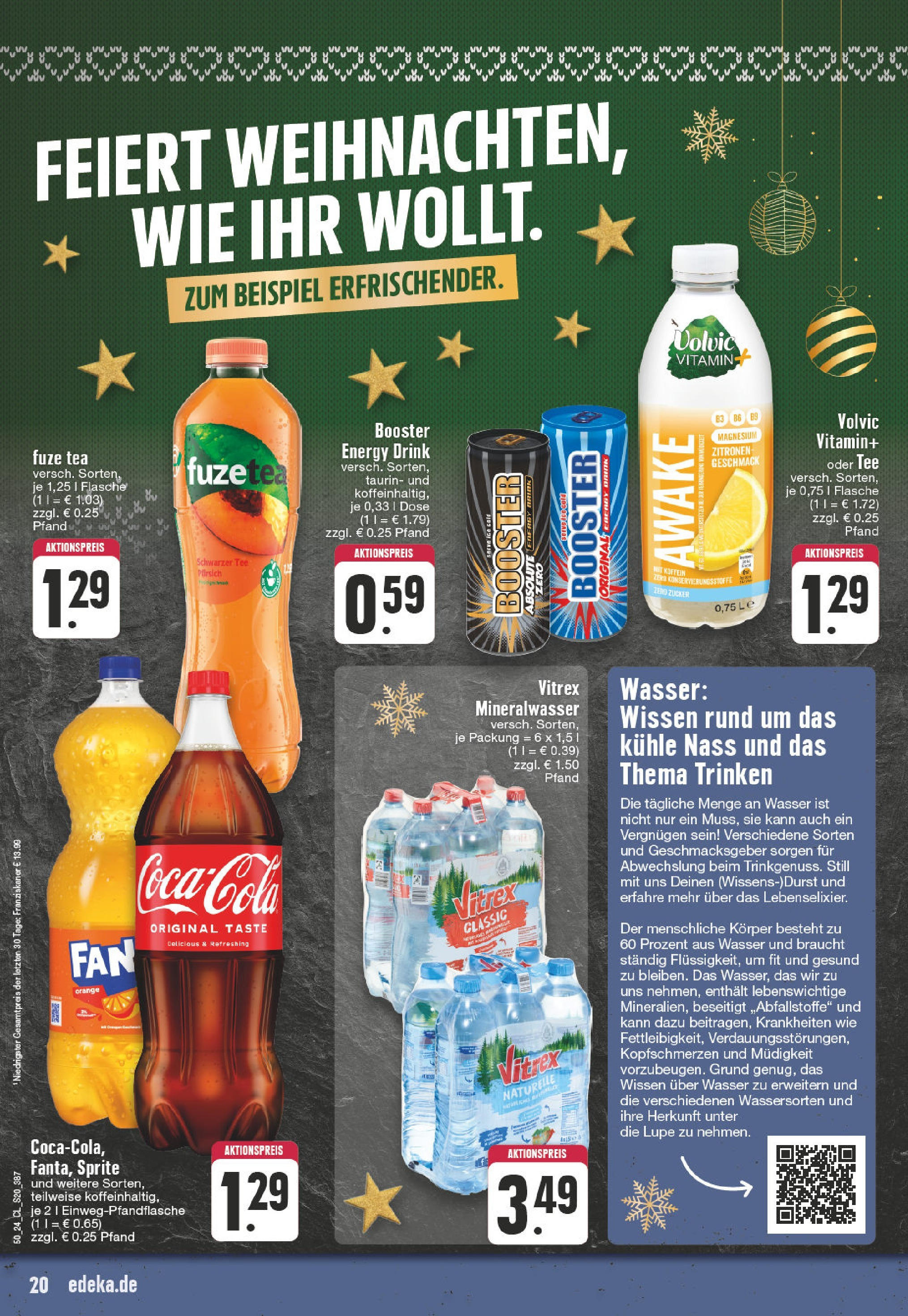 Edeka - Bedburg Hau, Norbertstraße 2  (ab 09.12.2024) » Angebote Online | Seite: 20 | Produkte: Franziskaner, Energy, Mineralwasser, Pfirsich