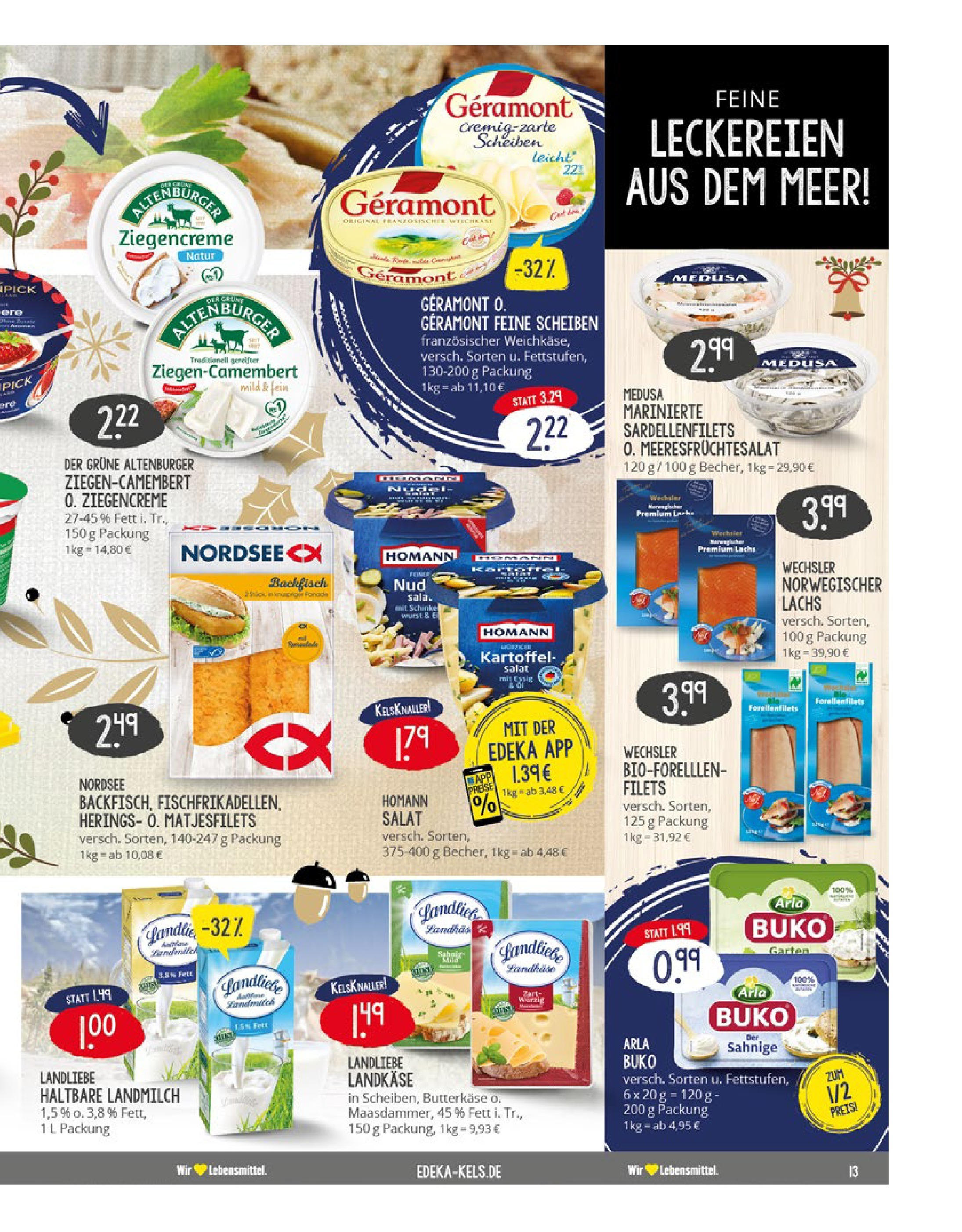 Edeka - EDEKA: Wochenangebote (ab 08.12.2024) » Angebote Online | Seite: 13 | Produkte: Geramont, Lachs, Arla buko, Wurst