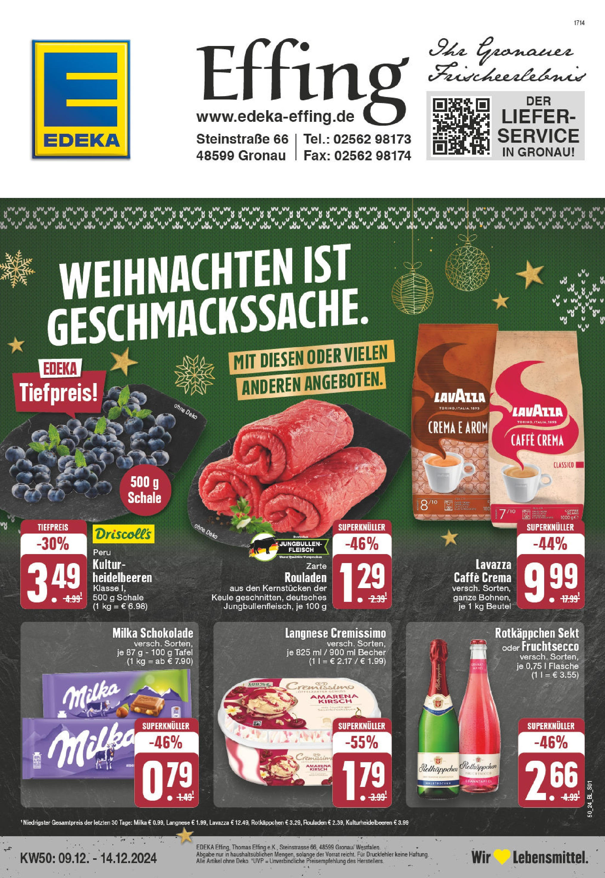 Edeka - EDEKA: Wochenangebote (ab 08.12.2024) » Angebote Online | Seite: 1 | Produkte: Rotkappchen sekt, Langnese, Heidelbeeren, Fleisch