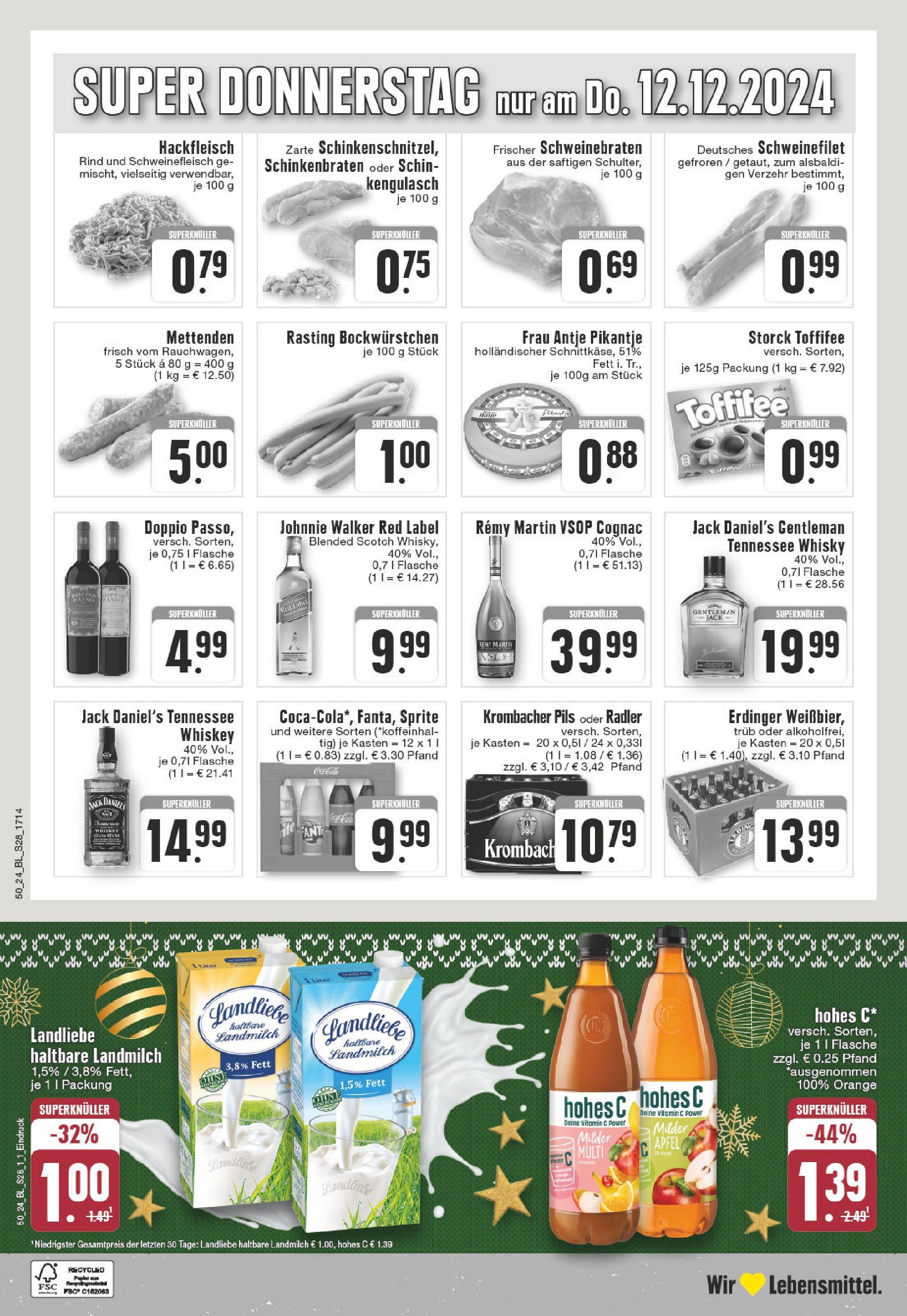 Edeka - EDEKA: Wochenangebote (ab 08.12.2024) » Angebote Online | Seite: 28 | Produkte: Whisky, Schweinefilet, Toffifee, Johnnie walker