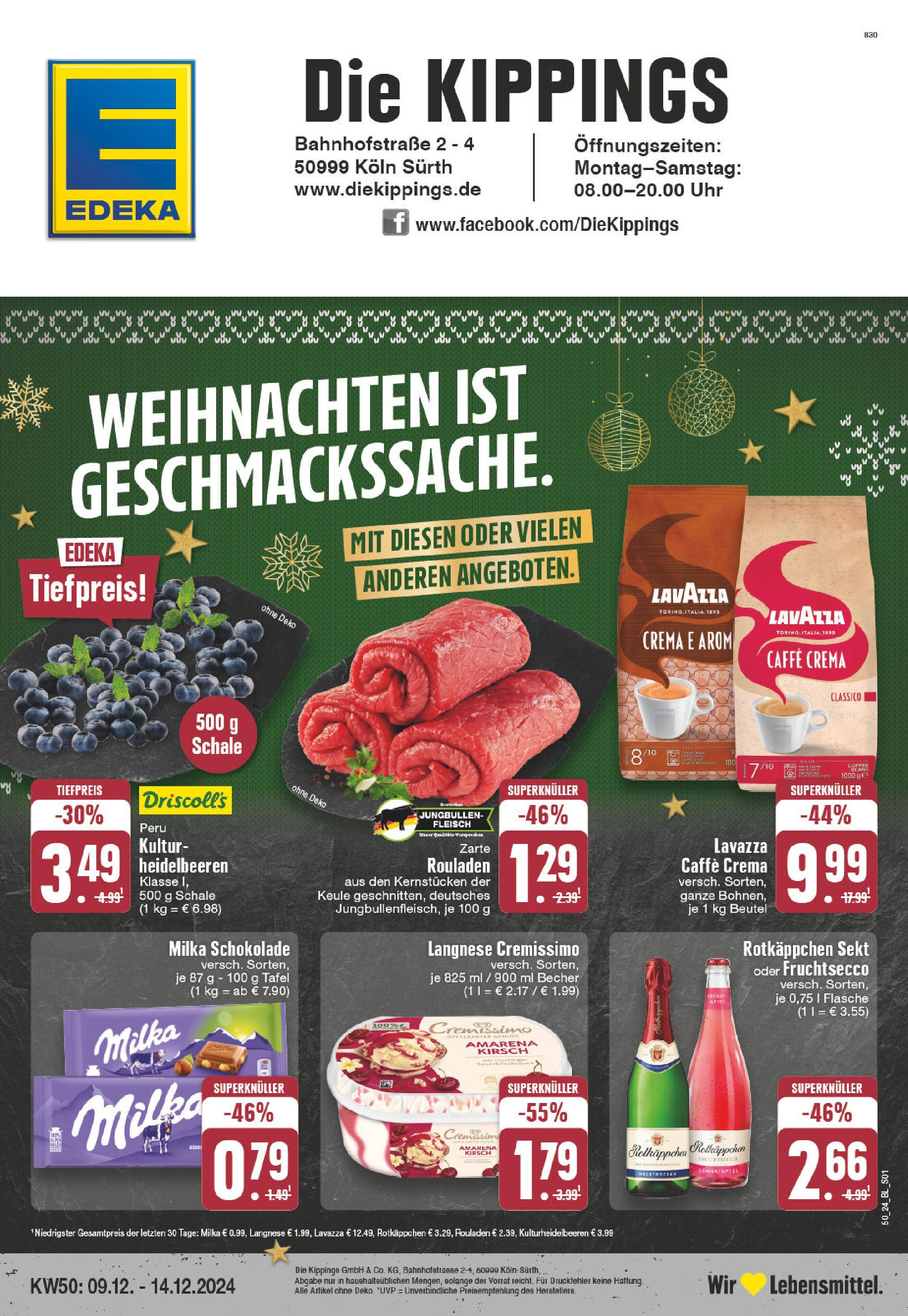 Edeka - Köln, Bahnhofstraße 2-4  (ab 09.12.2024) » Angebote Online | Seite: 1 | Produkte: Rotkappchen sekt, Lavazza, Cremissimo, Milka schokolade