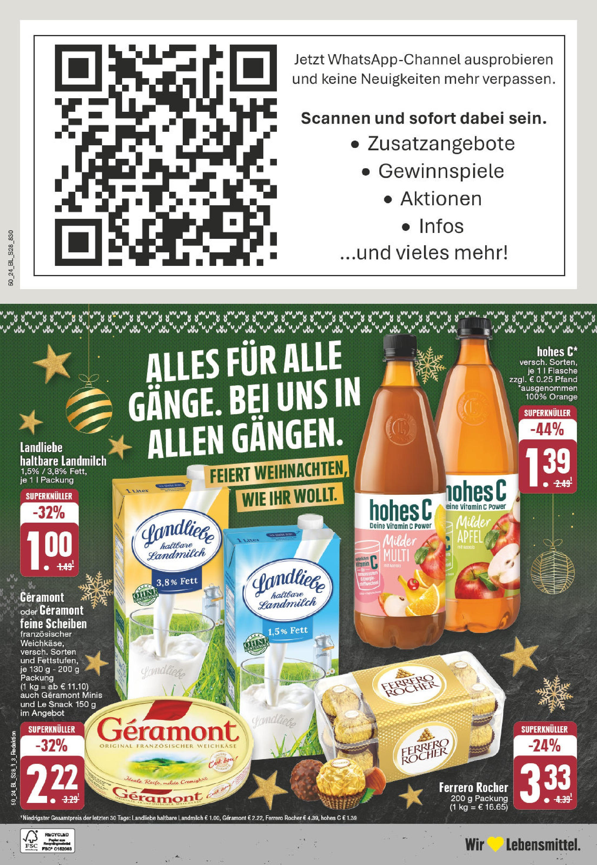 Edeka - Köln, Bahnhofstraße 2-4  (ab 09.12.2024) » Angebote Online | Seite: 28 | Produkte: Geramont, Ferrero rocher, Äpfel, Hohes c