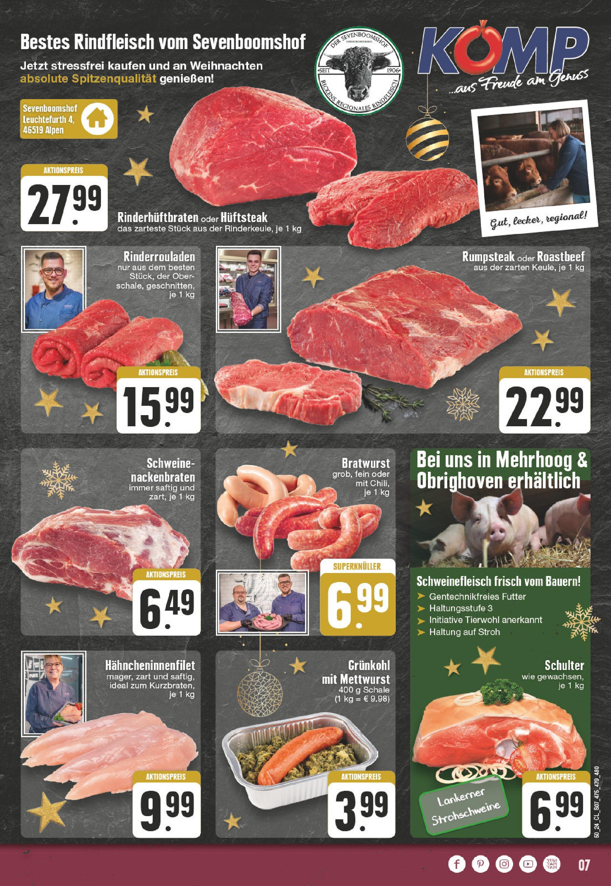 Edeka - Wesel-Lackhausen, Julius-Leber-Straße 1  (ab 09.12.2024) » Angebote Online | Seite: 7 | Produkte: Rinderrouladen, Rumpsteak, Bratwurst, Roastbeef