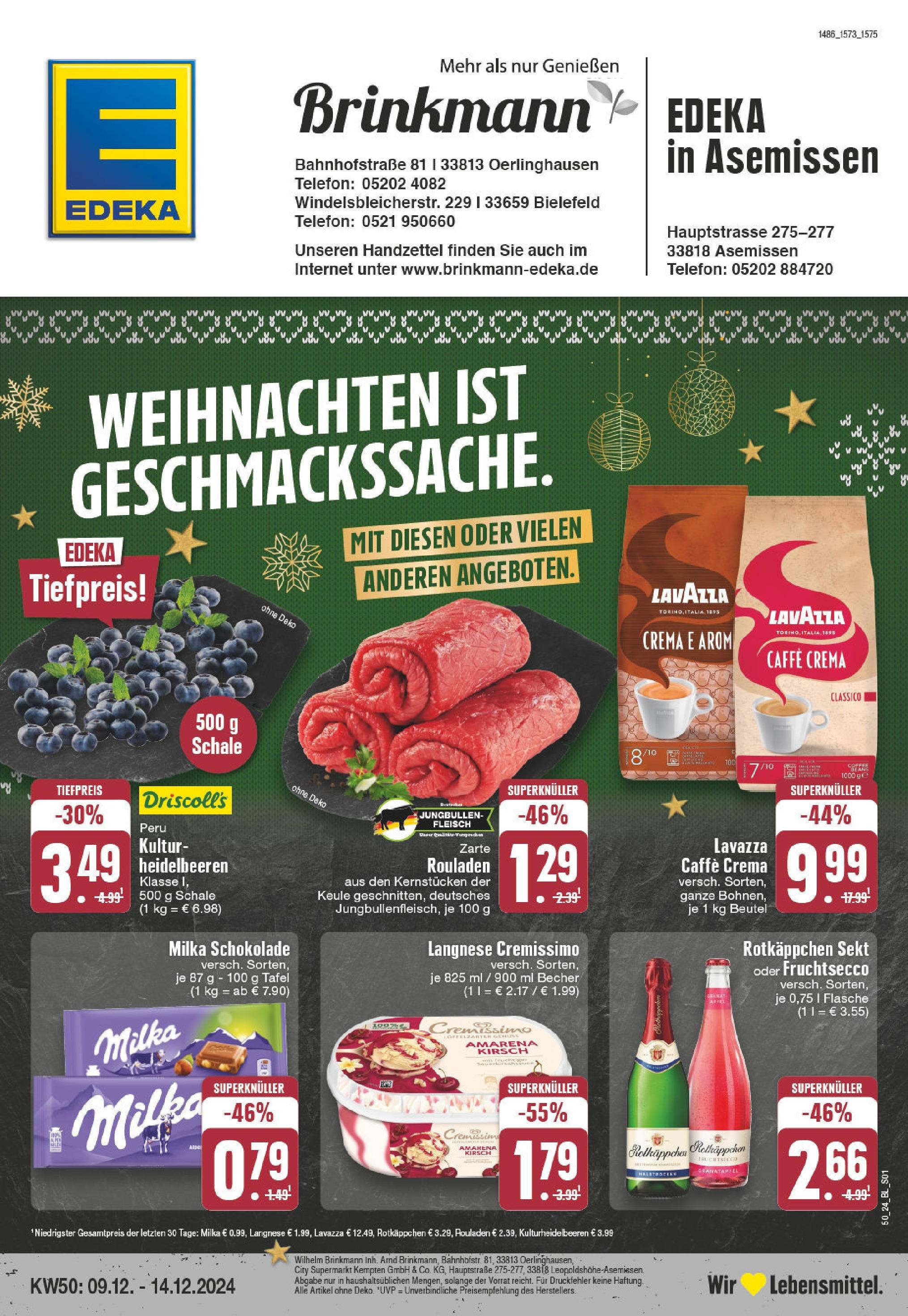 Edeka - EDEKA: Wochenangebote (ab 08.12.2024) » Angebote Online | Seite: 1 | Produkte: Cremissimo, Schokolade, Milka schokolade, Milka