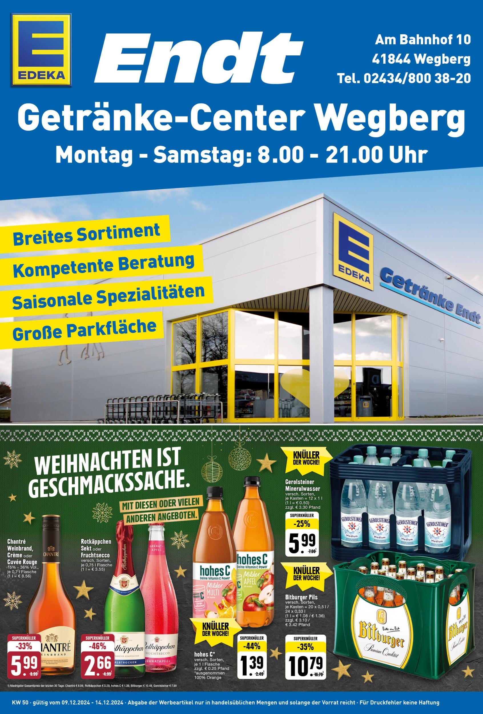 Edeka - Wegberg, Am Bahnhof 1  (ab 09.12.2024) » Angebote Online | Seite: 1 | Produkte: Bitburger, Pils, Äpfel, Hohes c