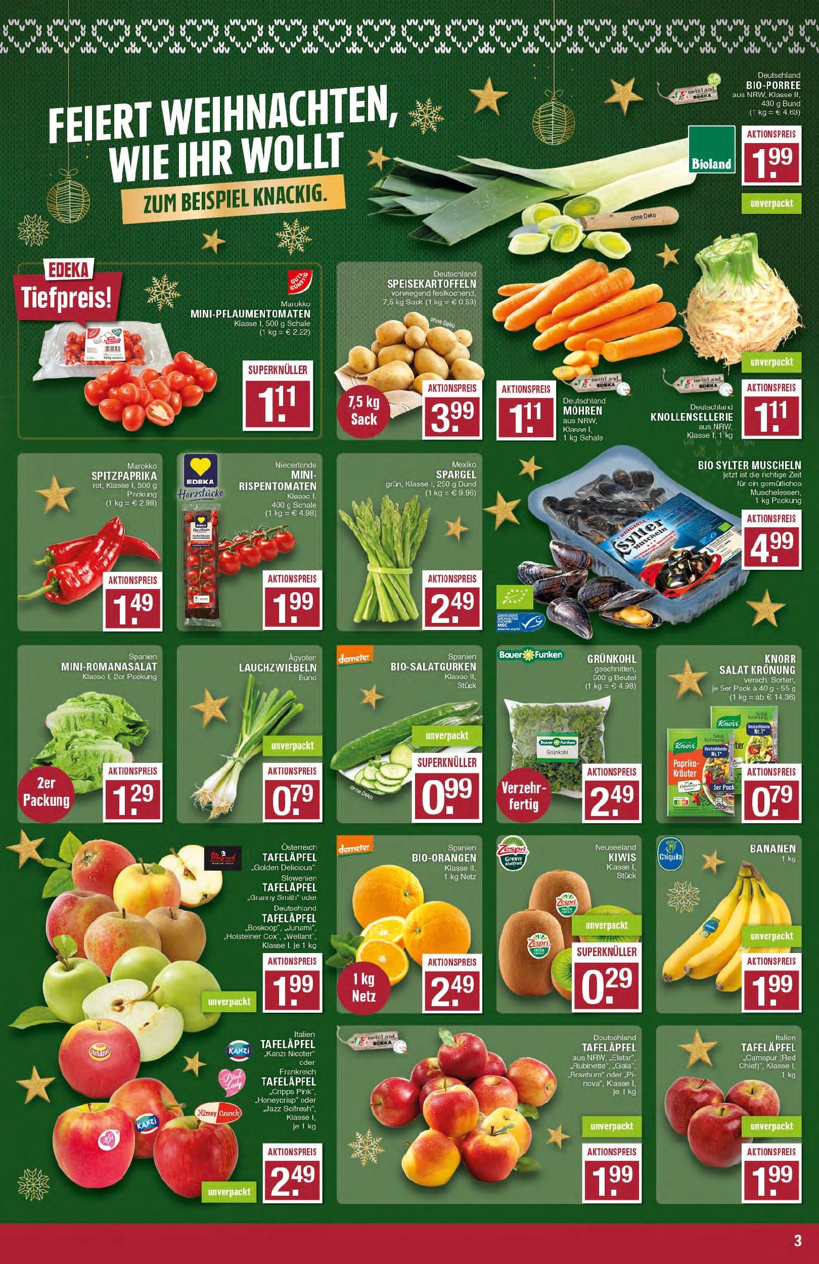 Edeka - EDEKA: Wochenangebote (ab 08.12.2024) » Angebote Online | Seite: 3 | Produkte: Bananen, Knorr, Spargel, Paprika