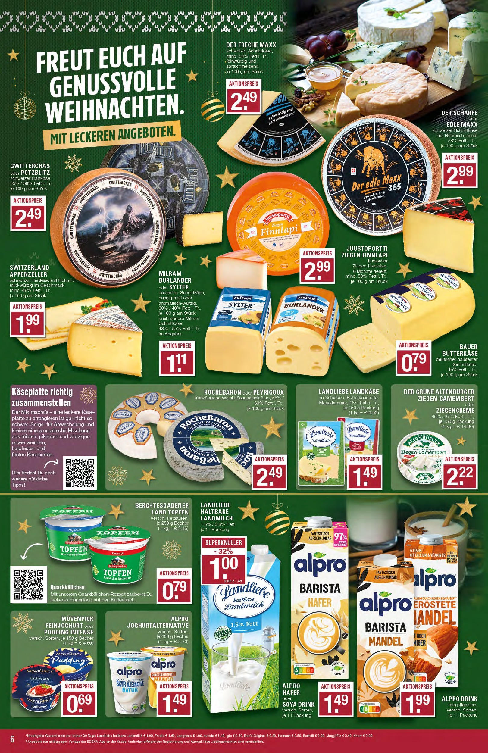 Edeka - EDEKA: Wochenangebote (ab 08.12.2024) » Angebote Online | Seite: 6 | Produkte: Käse, Alpro, Milram, Maggi fix