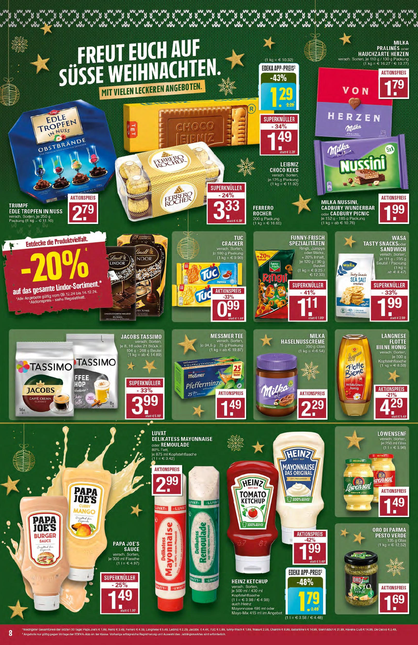 Edeka - EDEKA: Wochenangebote (ab 08.12.2024) » Angebote Online | Seite: 8 | Produkte: Langnese, Lindt, Ketchup, Tassimo