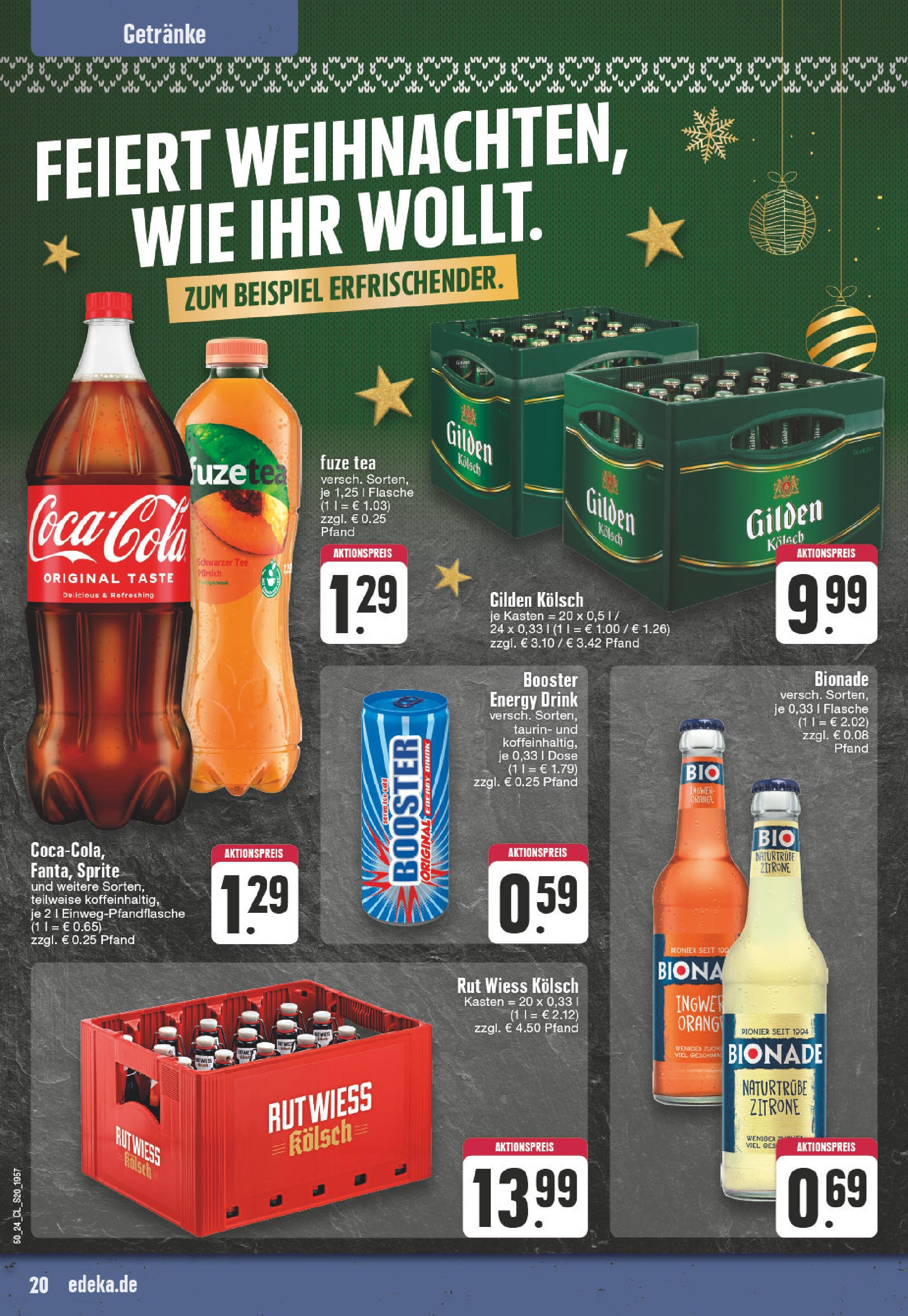 Edeka - EDEKA: Wochenangebote (ab 08.12.2024) » Angebote Online | Seite: 20 | Produkte: Fuze tea, Energy, Bionade, Zitrone