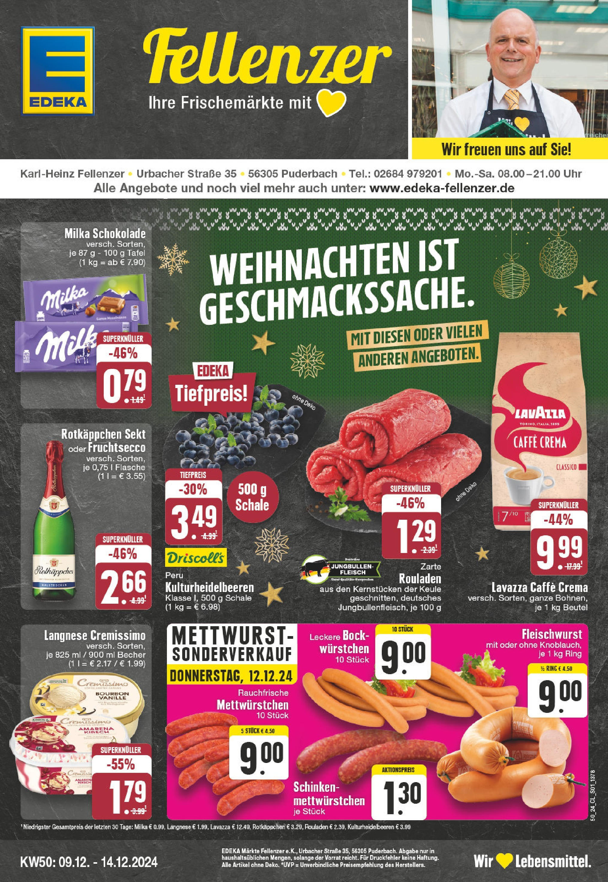 Edeka - Puderbach, Urbacher Straße 3  (ab 09.12.2024) » Angebote Online | Seite: 1 | Produkte: Rotkappchen sekt, Langnese cremissimo, Cremissimo, Schokolade