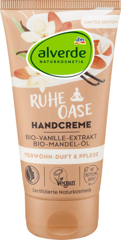 alverde NATURKOSMETIK Handcreme "Ruheoase" mit Vanille-Extrakt & Mandel-Öl