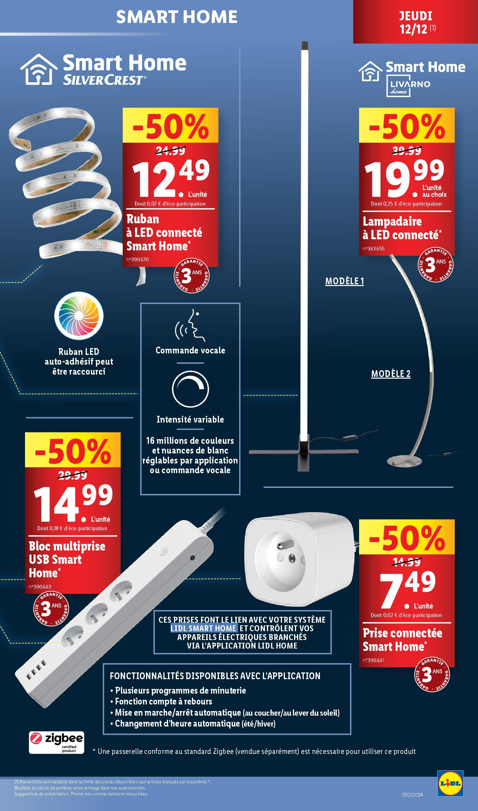 Catalogue LIDL du 11/12/2024 | Promo prospectus en ligne | Page: 15 | Produits: USB, Lampadaire, Prises, Prise