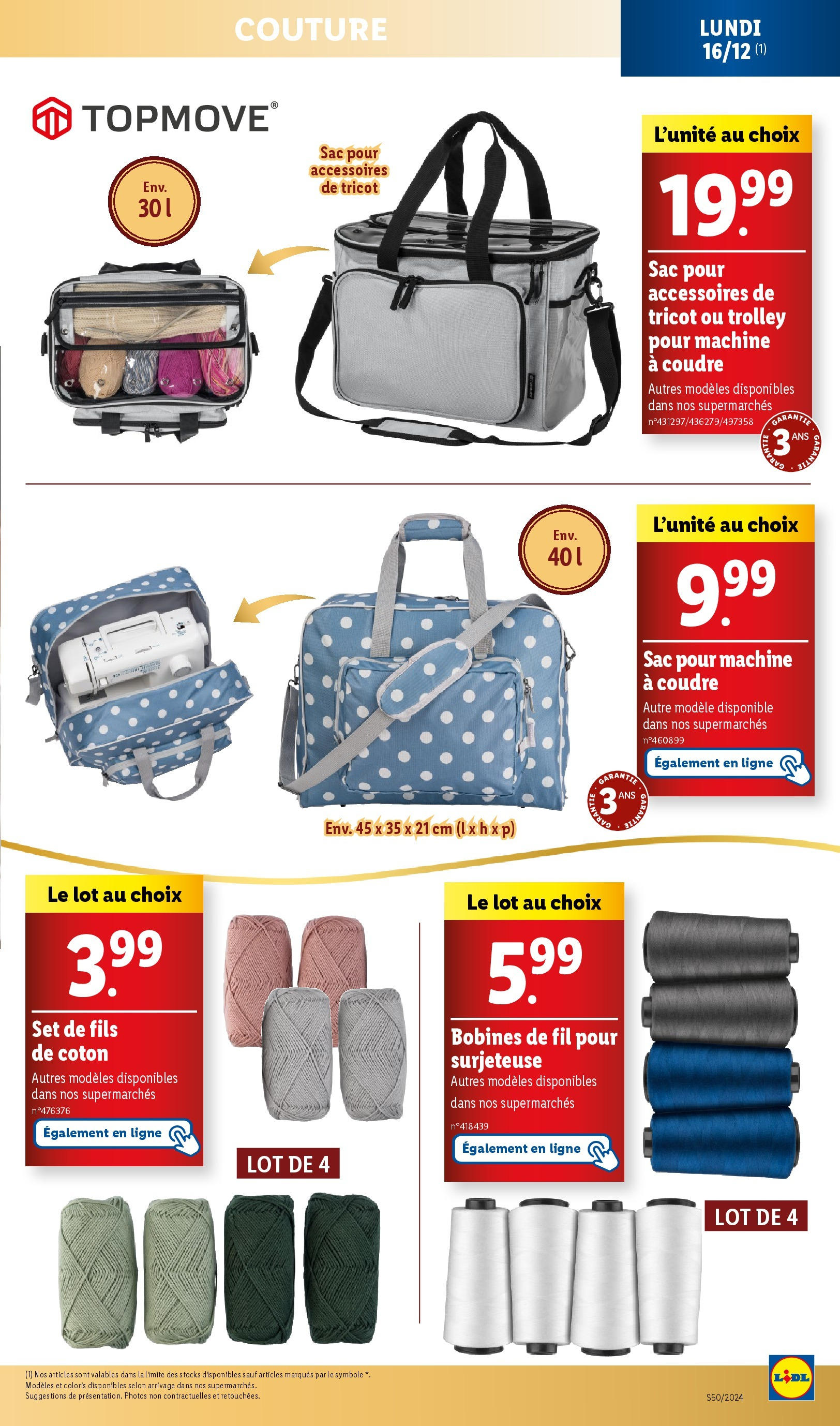 Catalogue LIDL du 11/12/2024 | Promo prospectus en ligne | Page: 21 | Produits: Surjeteuse, Sac, Coton, Machine à coudre