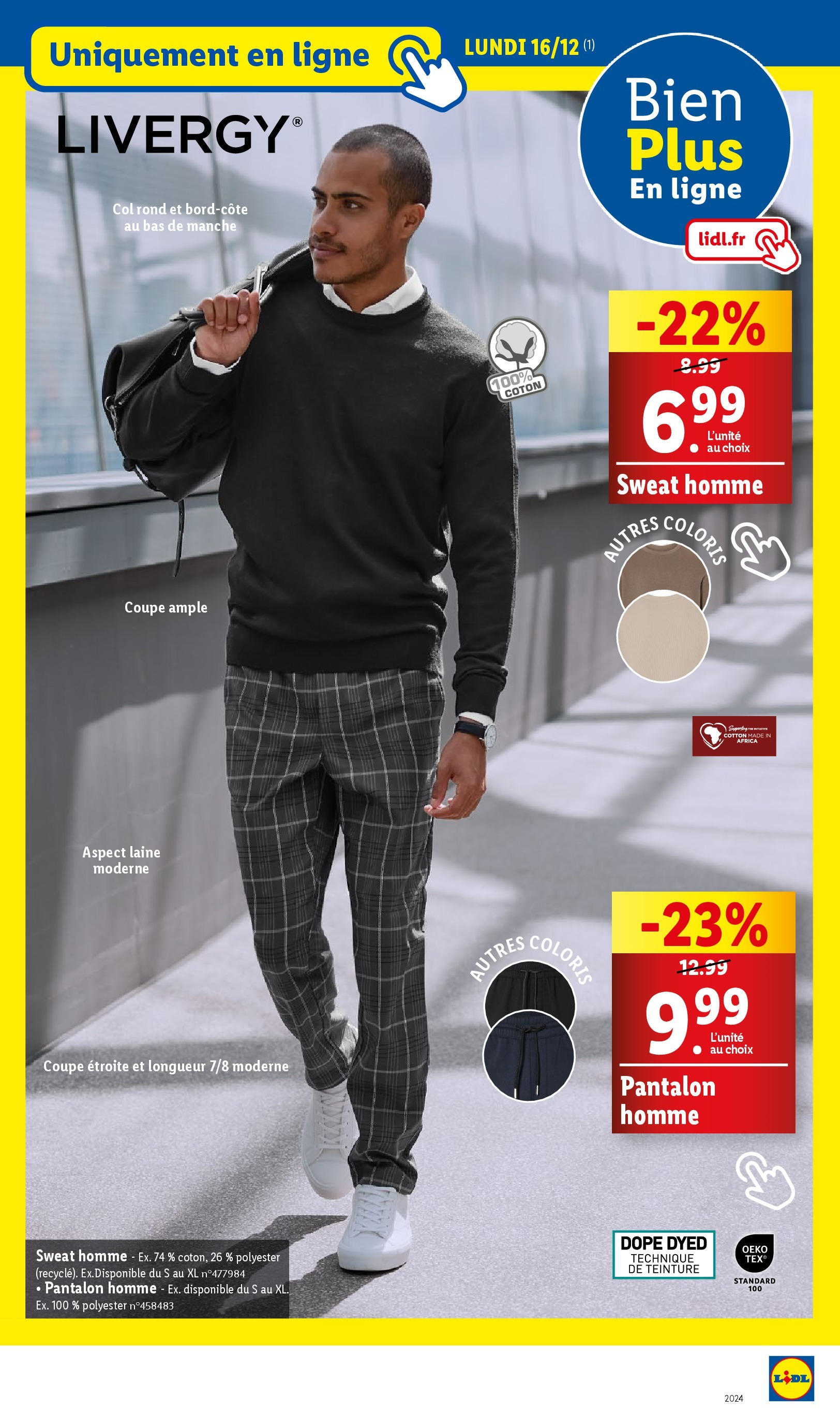 Catalogue LIDL du 11/12/2024 | Promo prospectus en ligne | Page: 43 | Produits: Coton, Pantalon