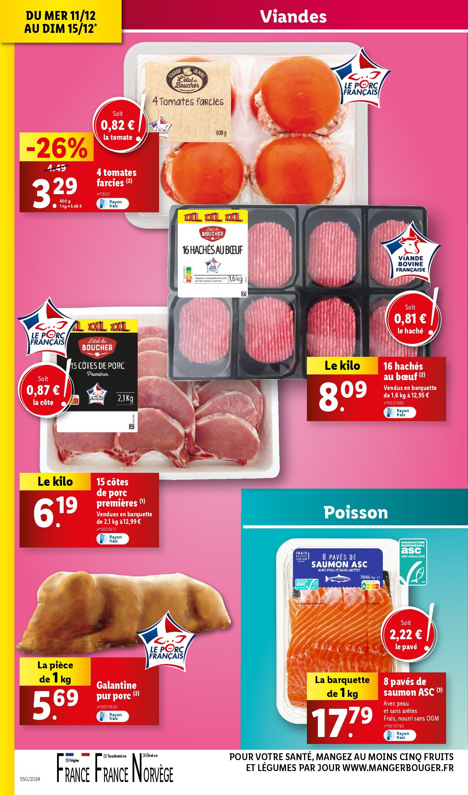 Catalogue LIDL du 10/12/2024 | Promo prospectus en ligne | Page: 6 | Produits: Porc, Tomates, Poisson, Saumon