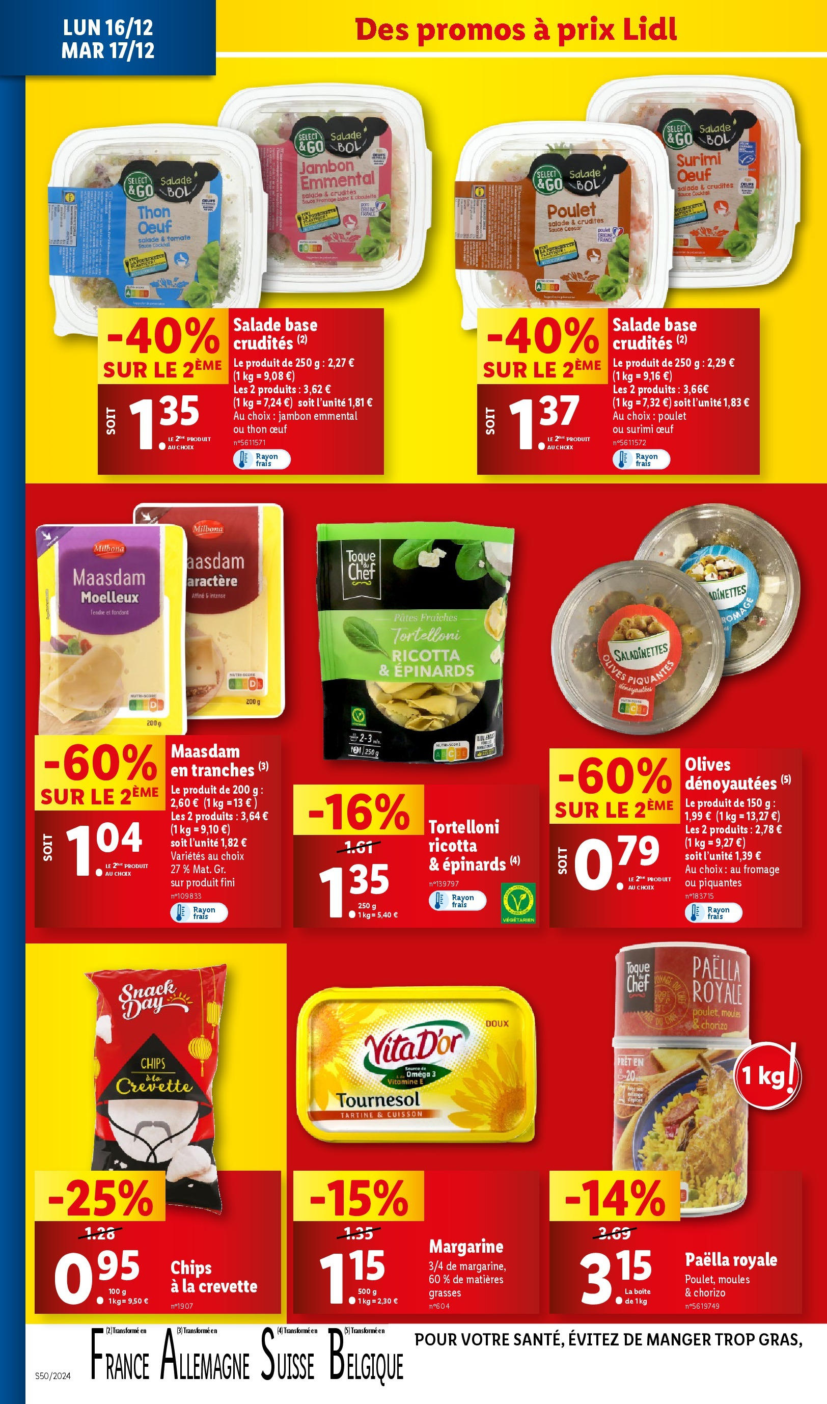 Catalogue LIDL du 10/12/2024 | Promo prospectus en ligne | Page: 36 | Produits: Fromage blanc, Jambon, Pâtes, Chips