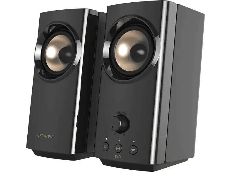 Creative T60 2.0 Desktop-Lautsprecher, Bluetooth, mit Mikrofonanschluss, schwarz