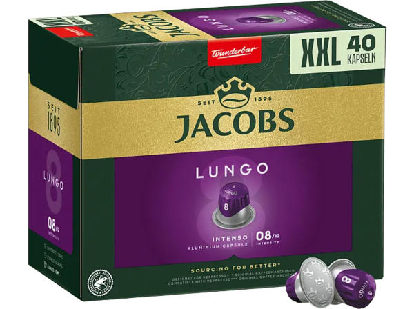 Jacobs Kaffeekapsel Lungo Intenso (40 Stk., Kompatibles System: Nespresso); Kaffeekapseln 40 Stück