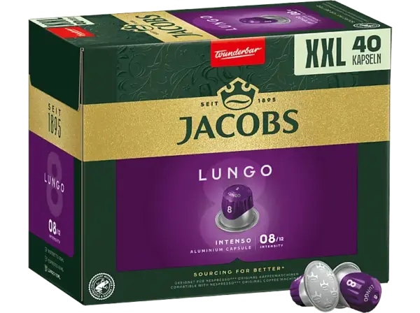 Jacobs Lungo Intenso Kaffeekapseln, 40 Stück, Kompatibles System: Nespresso