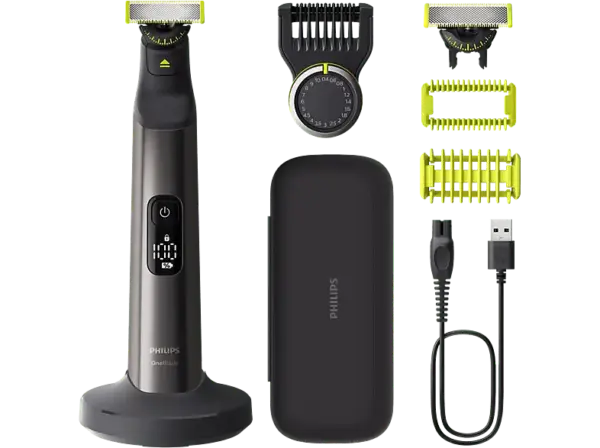 Philips QP6652/61 OneBlade Pro 360 Face + Body Barttrimmer, Chromdesign, Akkubetrieb
