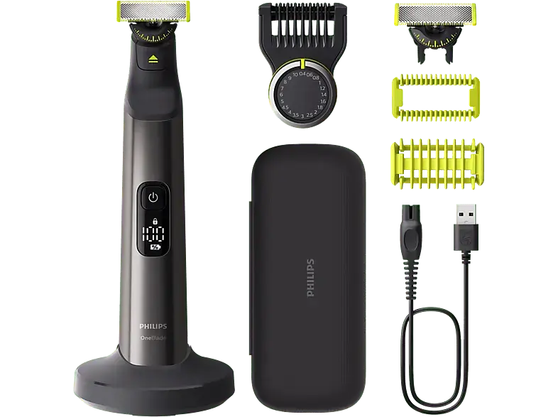 Philips QP6652/61 OneBlade Pro 360 Face + Body Barttrimmer, Chromdesign, Akkubetrieb