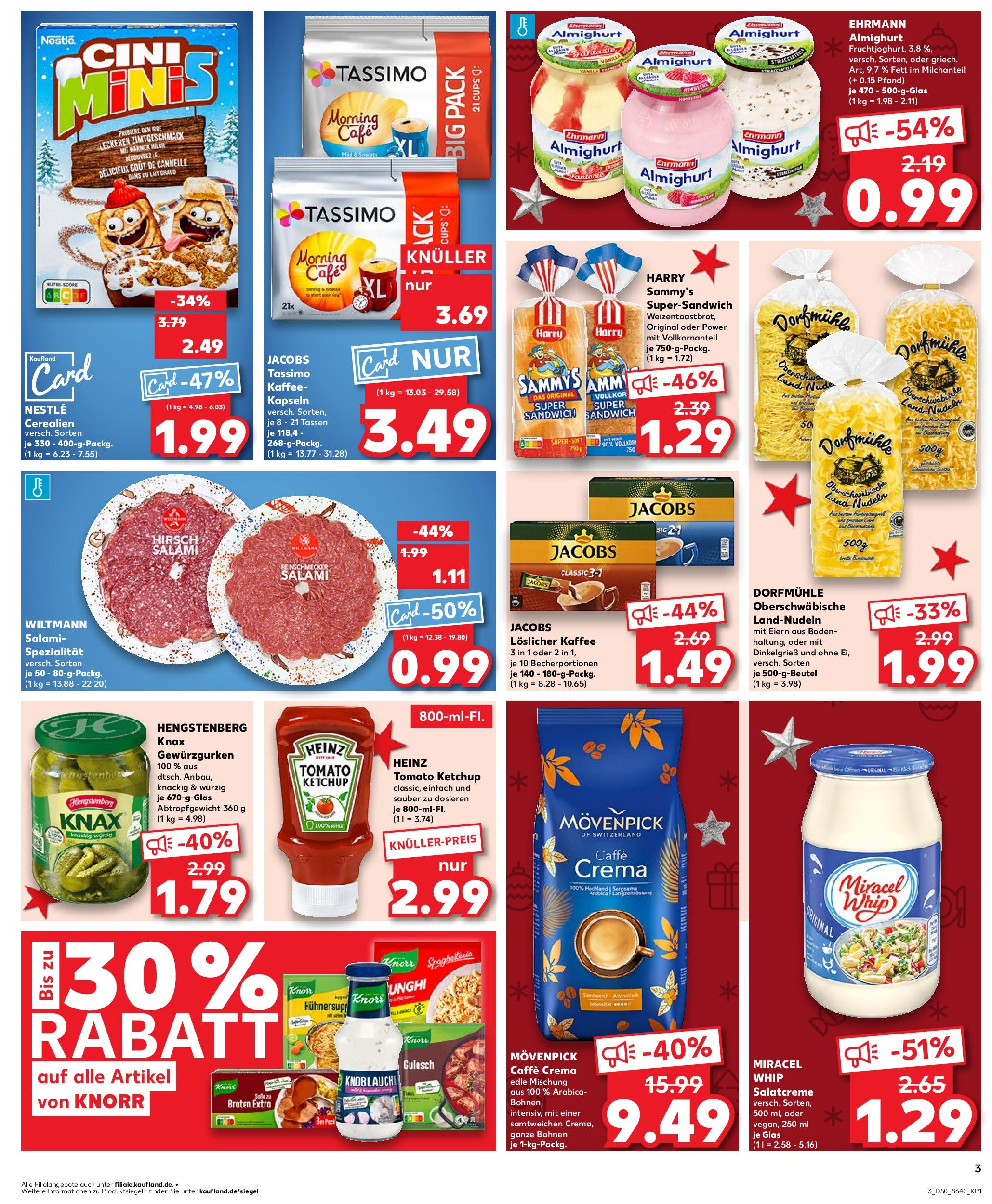 Kaufland - Kaufland: Wochenangebote (ab 11.12.2024) » Angebote Online zum Blättern | Seite: 3 | Produkte: Kaffee, Salami, Nudeln, Ketchup