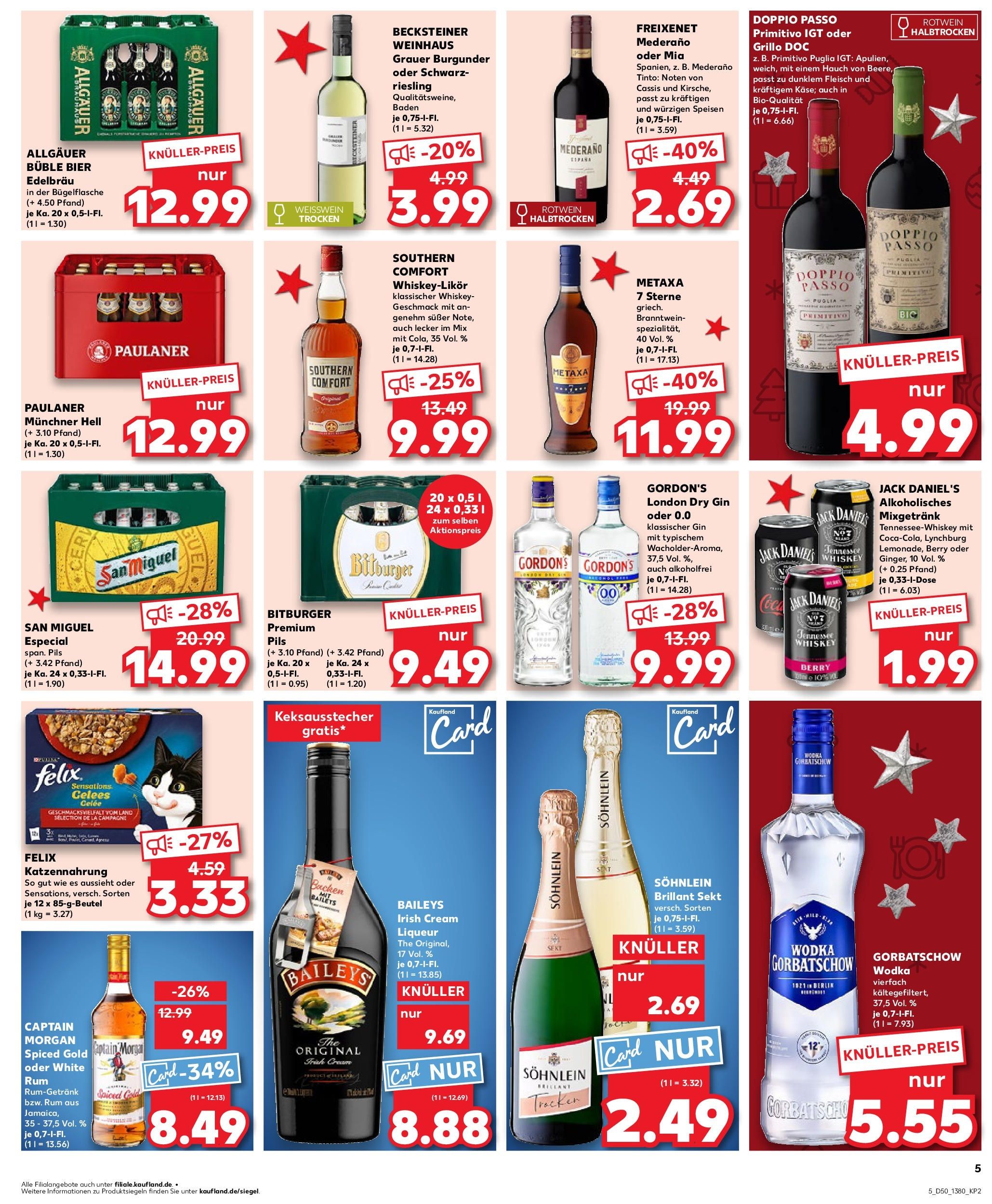 Kaufland - Kaufland: Wochenangebote (ab 11.12.2024) » Angebote Online zum Blättern | Seite: 5 | Produkte: Freixenet, Jack Daniel's, Metaxa, Wodka