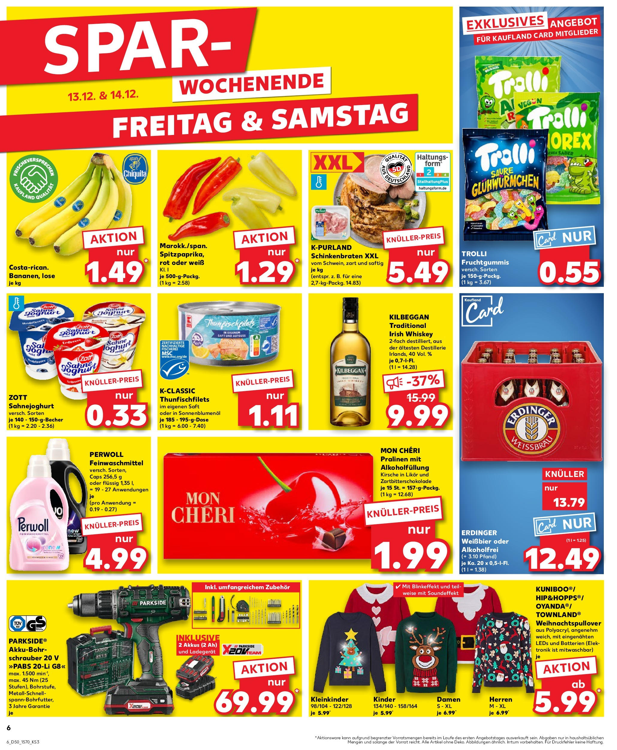 Kaufland - Kaufland: Wochenangebote (ab 11.12.2024) » Angebote Online zum Blättern | Seite: 6 | Produkte: Erdinger, Joghurt, Sahne, Mon cheri