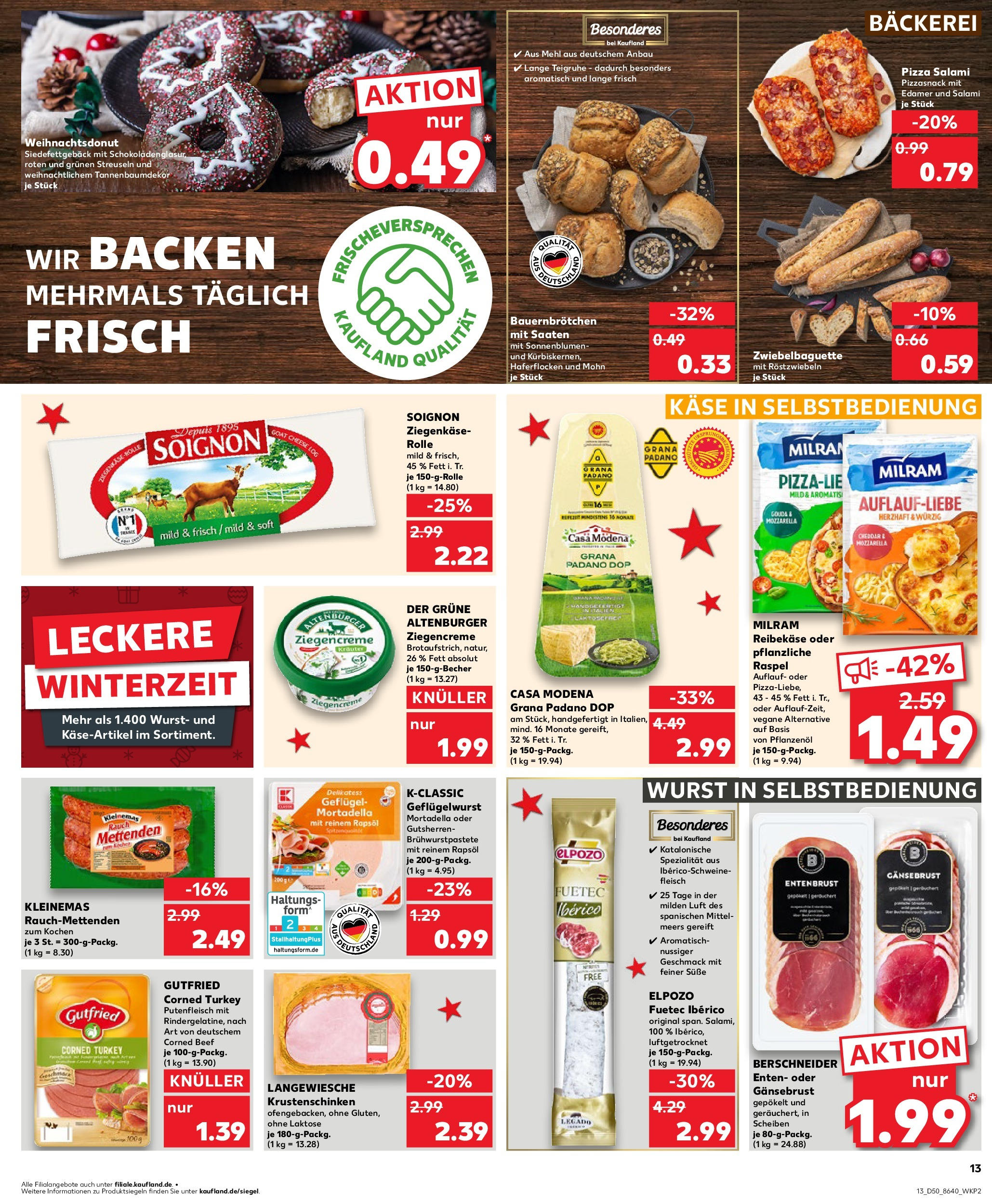 Kaufland - Kaufland: Wochenangebote (ab 11.12.2024) » Angebote Online zum Blättern | Seite: 13 | Produkte: Mozzarella, Gouda, Salami, Reibekase