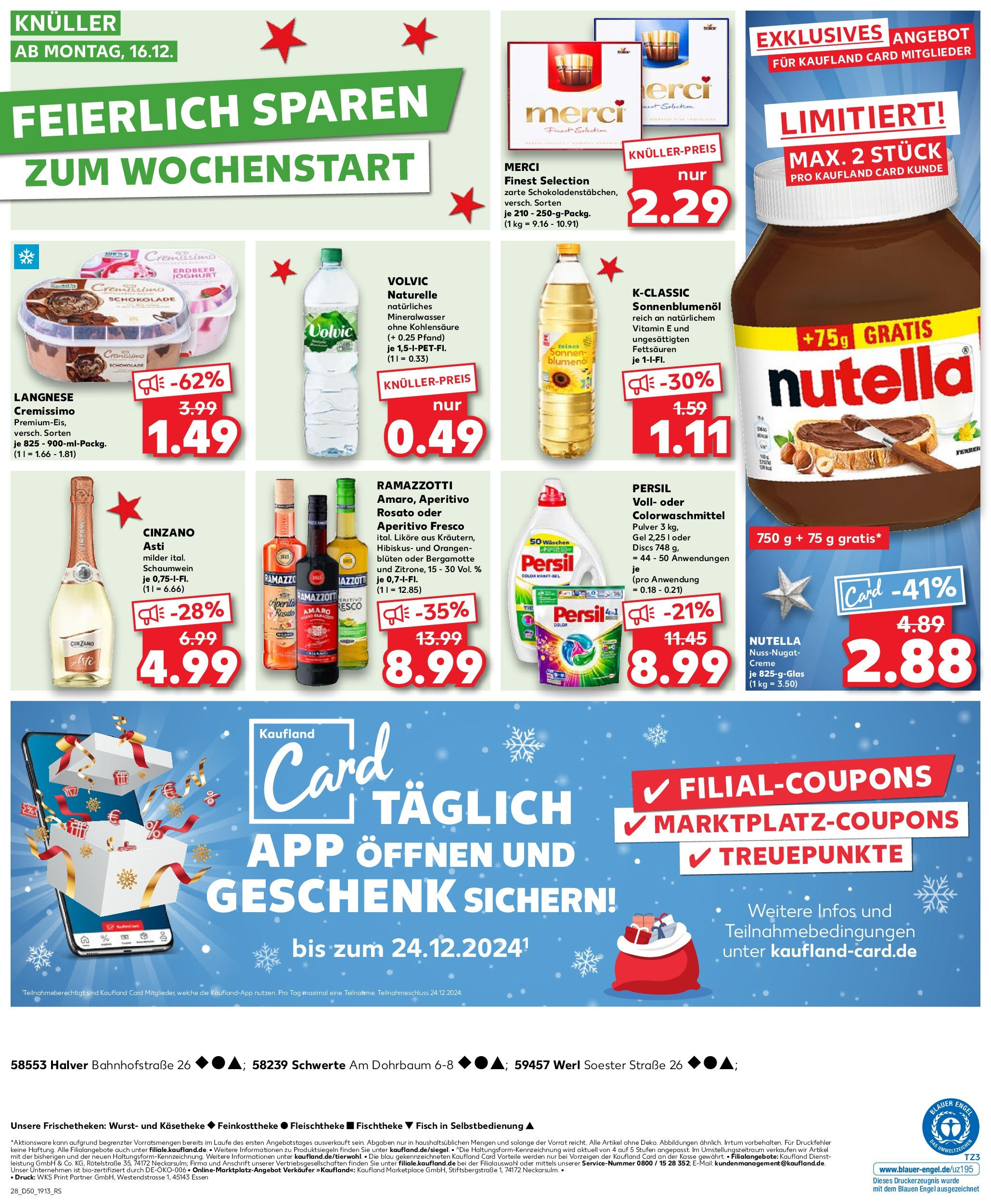 Kaufland - Kaufland: Wochenangebote (ab 11.12.2024) » Angebote Online zum Blättern | Seite: 28 | Produkte: Merci, Cremissimo, Orangen, Creme