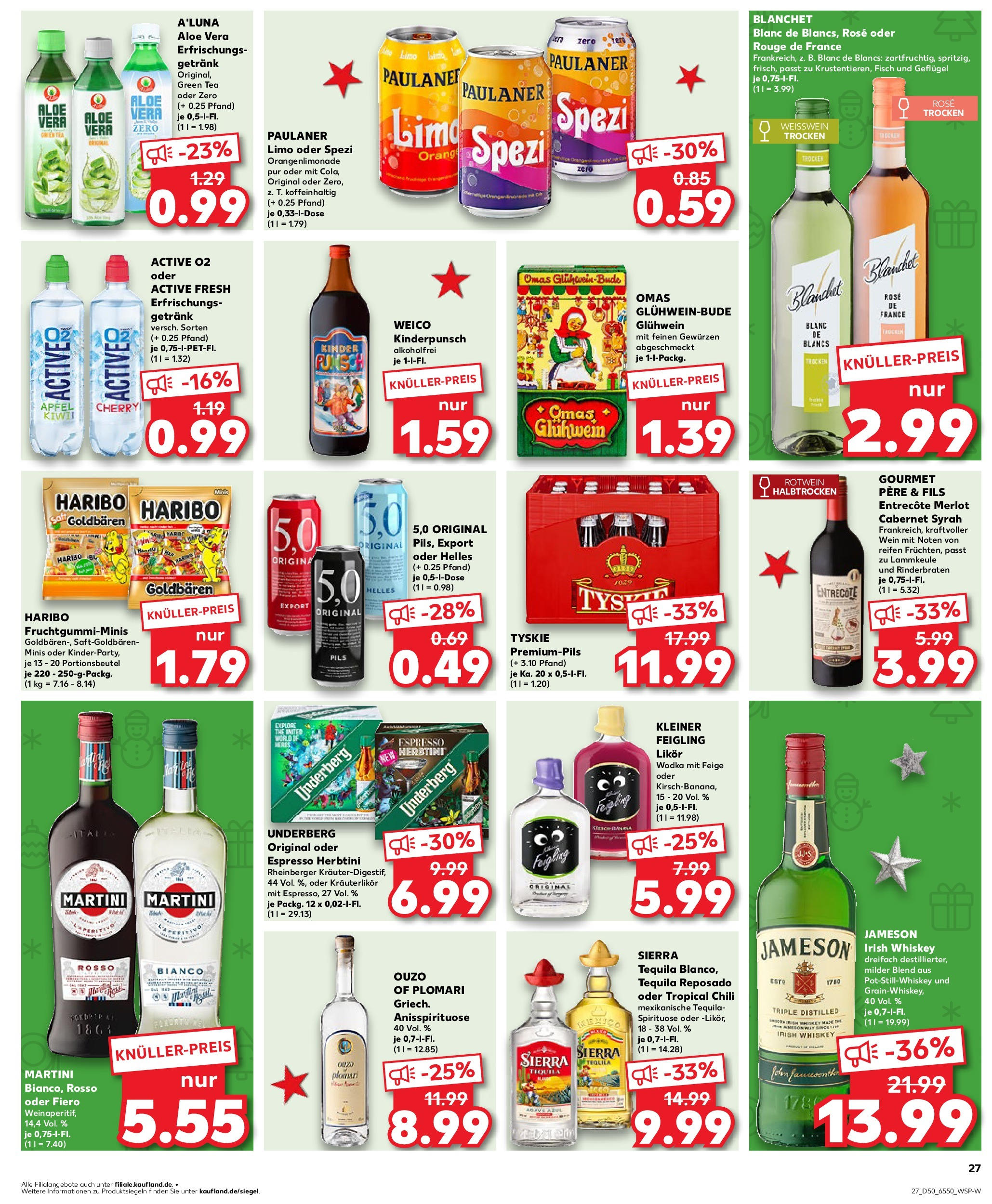 Kaufland - Kaufland: Wochenangebote (ab 11.12.2024) » Angebote Online zum Blättern | Seite: 27 | Produkte: Weißwein, Jameson, Fisch, Wodka