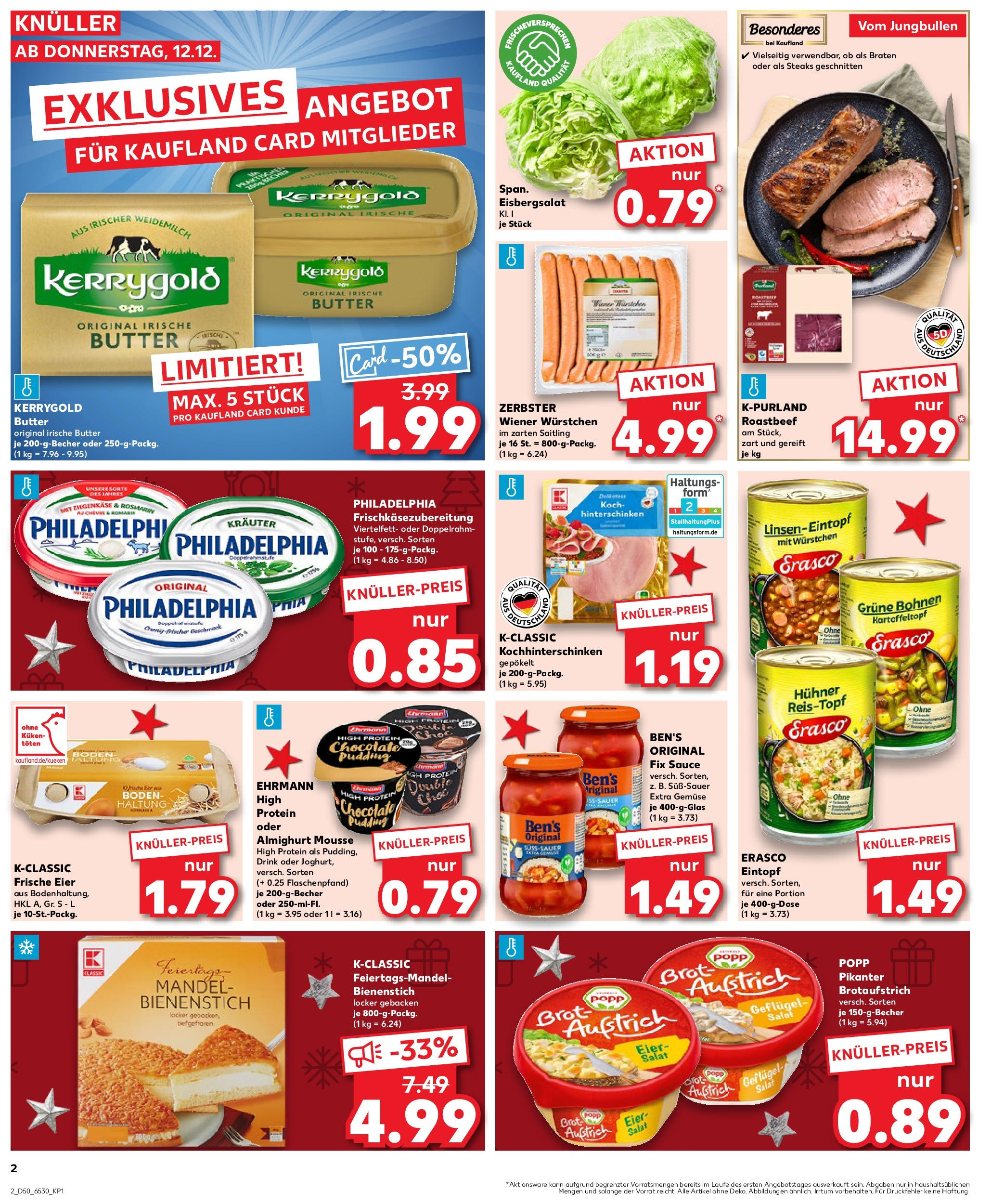 Kaufland - Kaufland: Wochenangebote (ab 11.12.2024) » Angebote Online zum Blättern | Seite: 2 | Produkte: Wiener wurstchen, Eier, Erasco, Salat